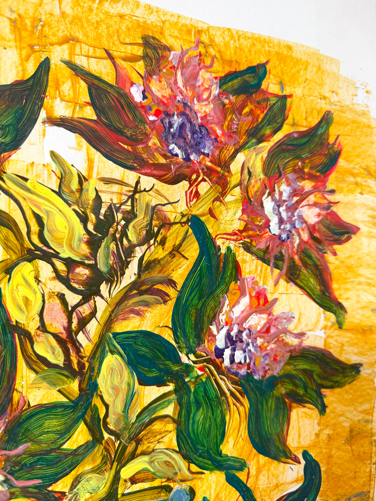 Vintage Signed Floral Still Life on Paper | Expressionist Modern, 2000