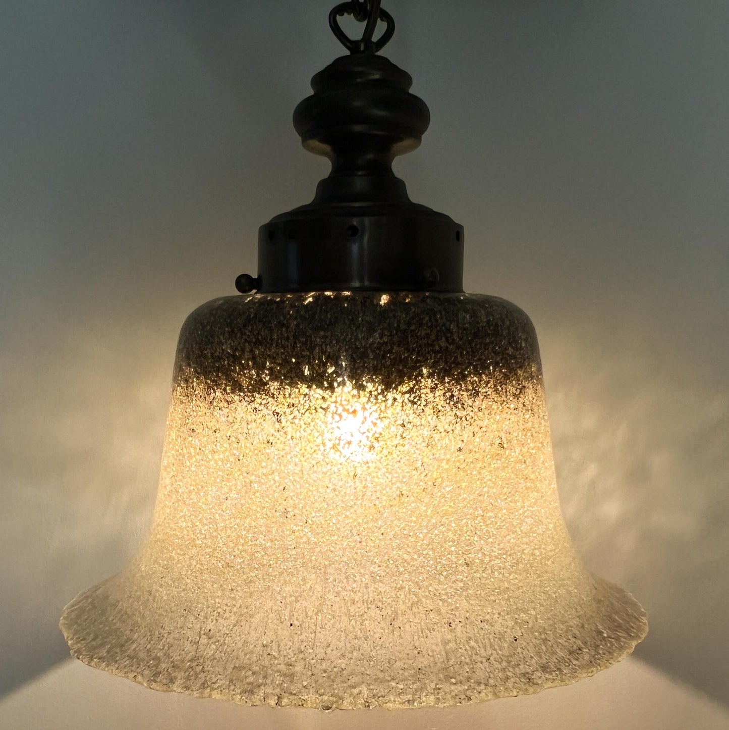 Peill & Putzler Glass and Brass Pendant Lamp | Mid-Century / Art Deco
