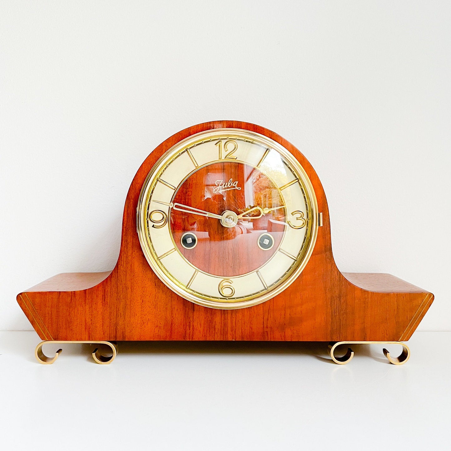 Mid-Century Modern pendulum table clock by Juba, vintage.