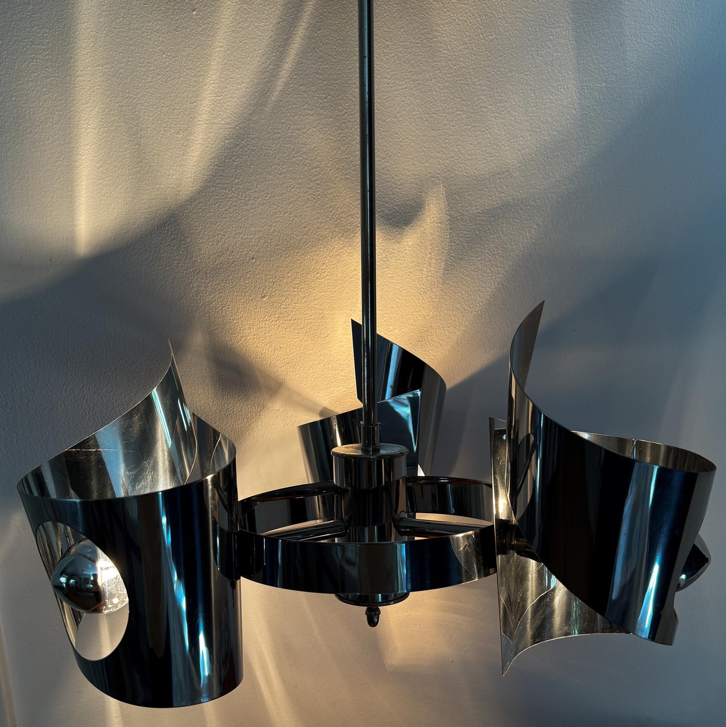Vintage Space Age Chrome Pendant Lamp | Mid-Century Modern