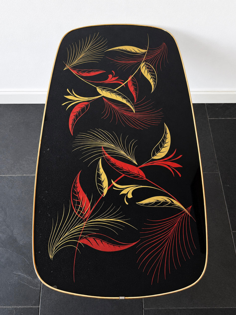Vintage Rectangular Formica Coffee Table with Botanical Motif | Mid-Century Modern, 1960/70s