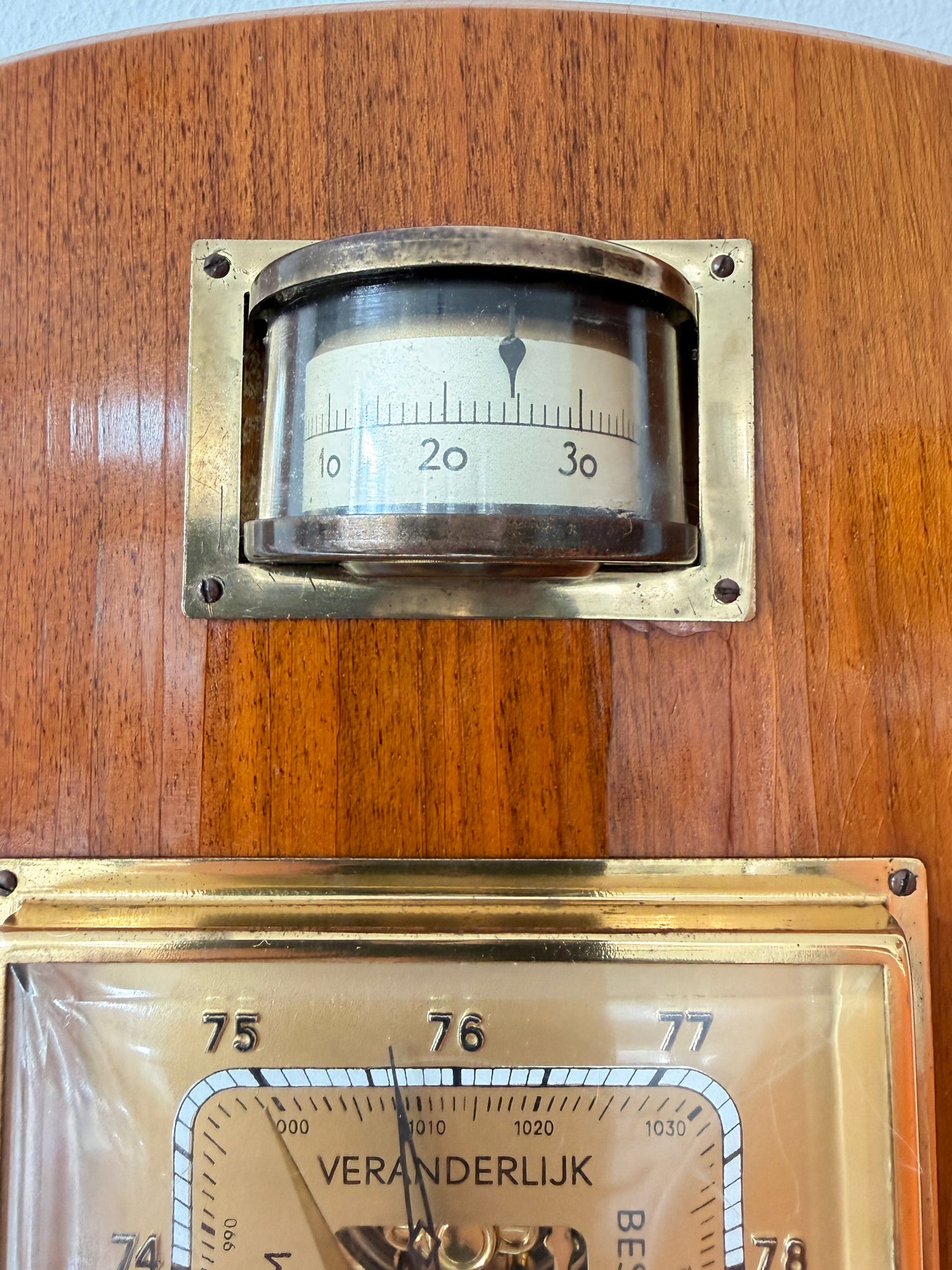Vintage Wall Barometer with Thermometer | Mid-Century Modern, Mid-20th century