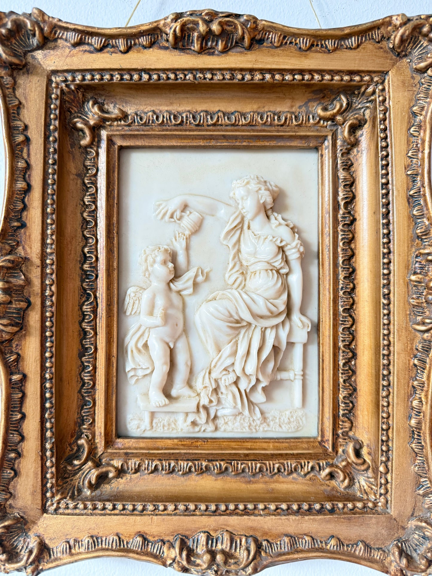 Vintage Framed Classical Figural Relief Wall Plaque | Rococo Revival, Mid–late 20th century