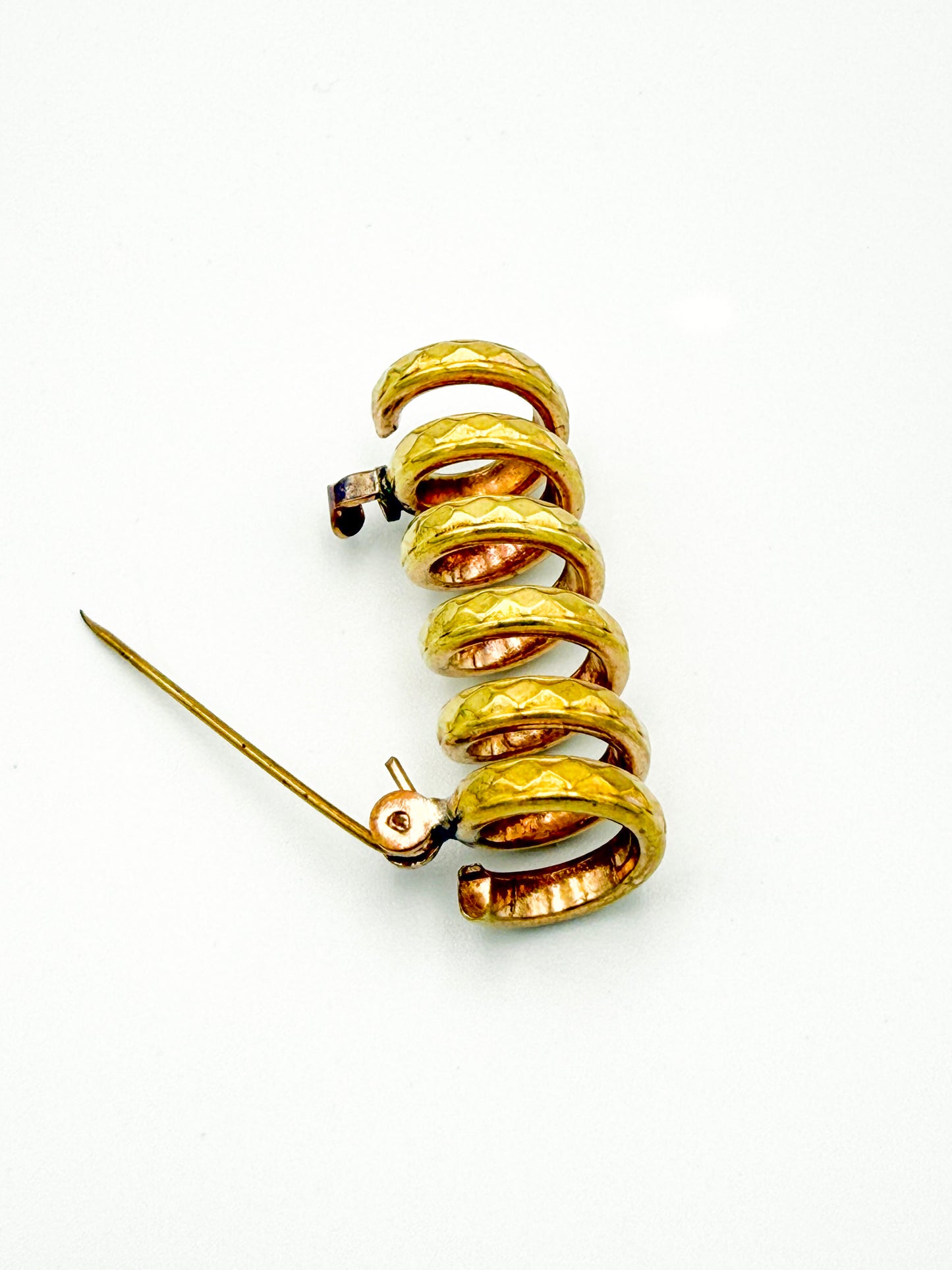 Vintage Hammered Spiral Coil Brooch | Mid-Century Modern, Mid-20th Century