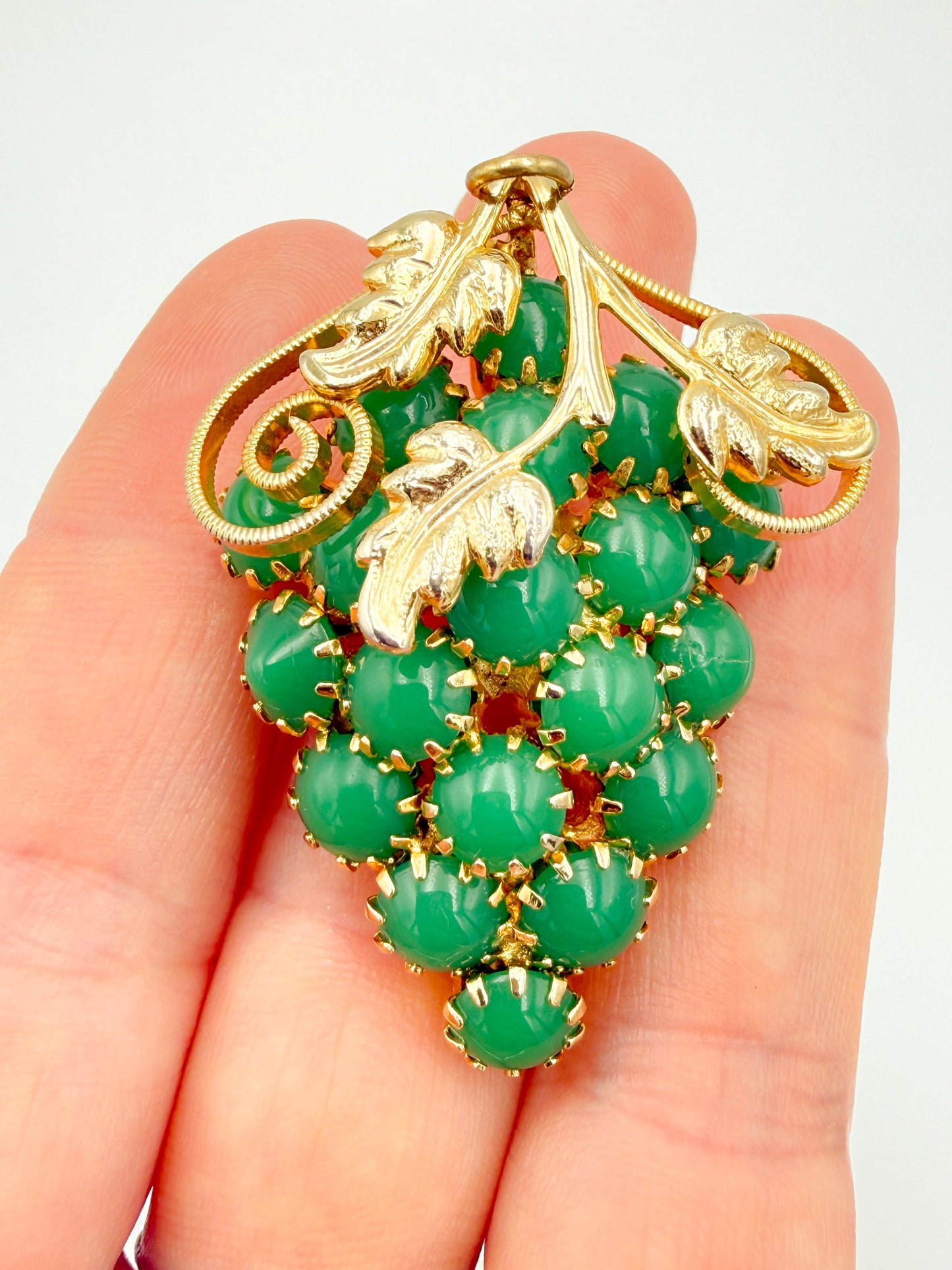 Vintage Hobé Grape Cluster Brooch / Pendant | Hollywood Regency, Mid-Century