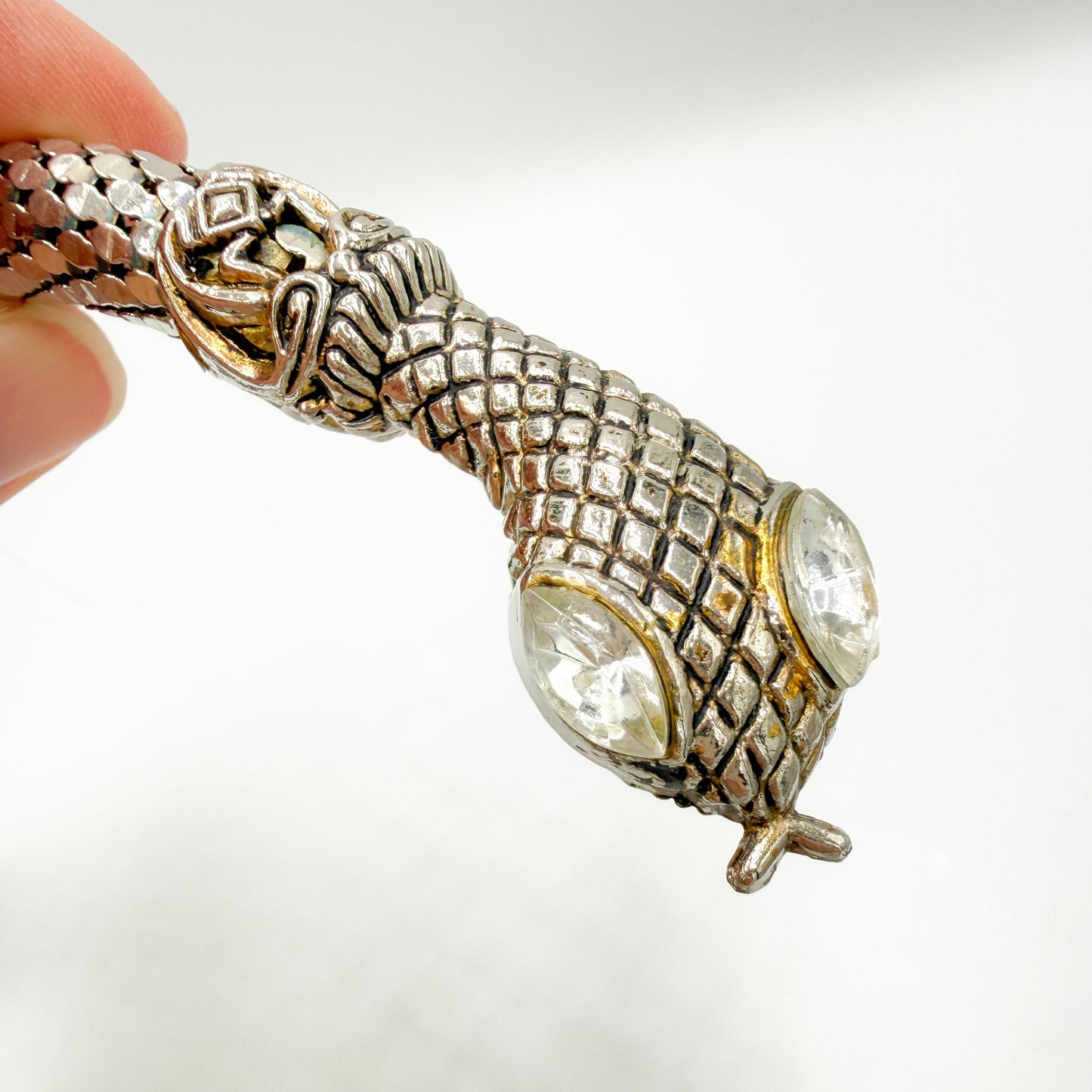 Vintage XL Snake Mesh Necklace attributed to DL Auld Co. | Sculptural Statement Jewelry, 1970/80s