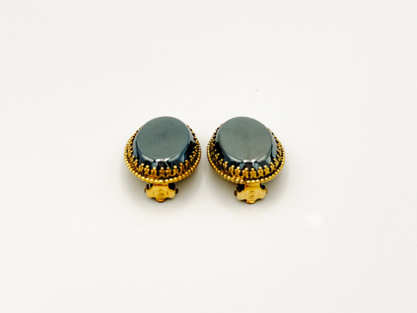 Whiting & Davis Hematite Clip-On Earrings | Vintage Glamour, Mid/Late 20th Century