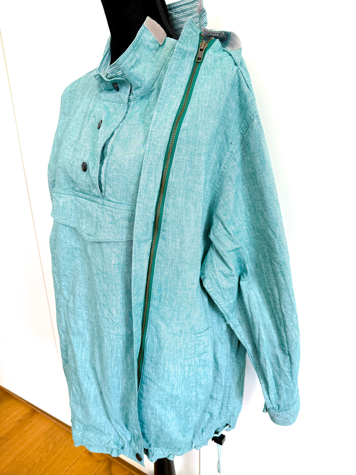 Vintage McGregor Sea Green Cotton Unisex Jacket with Asymmetric Zip | Vintage Sportswear, 1980/90s
