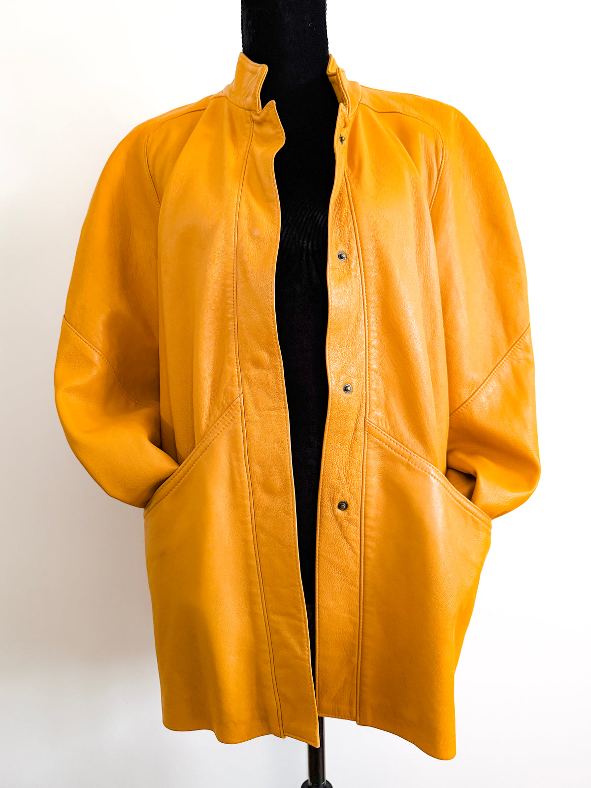 Vintage Ochre Yellow Leather Jacket by Marina | 1980s