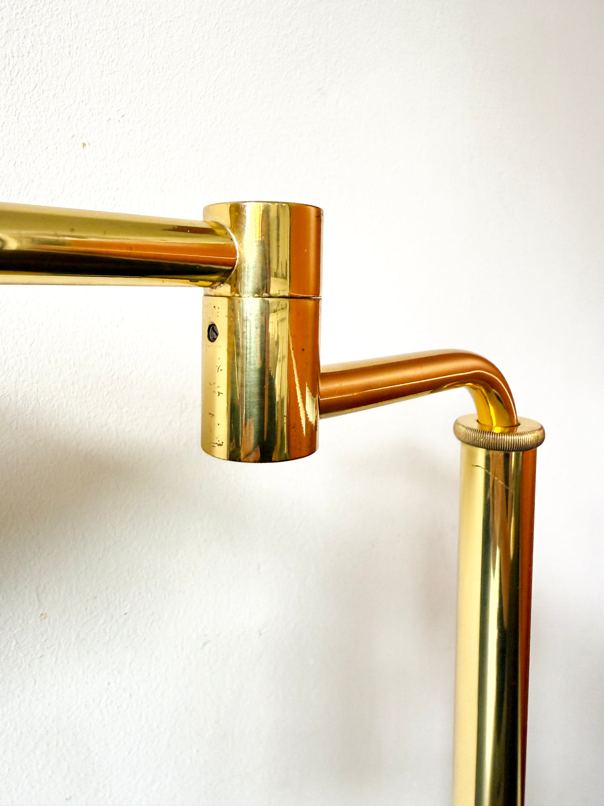 Vintage Dijkstra Brass Floor Lamp with Adjustable Height and Swing Arm | Mid-Century Modern, 1970s