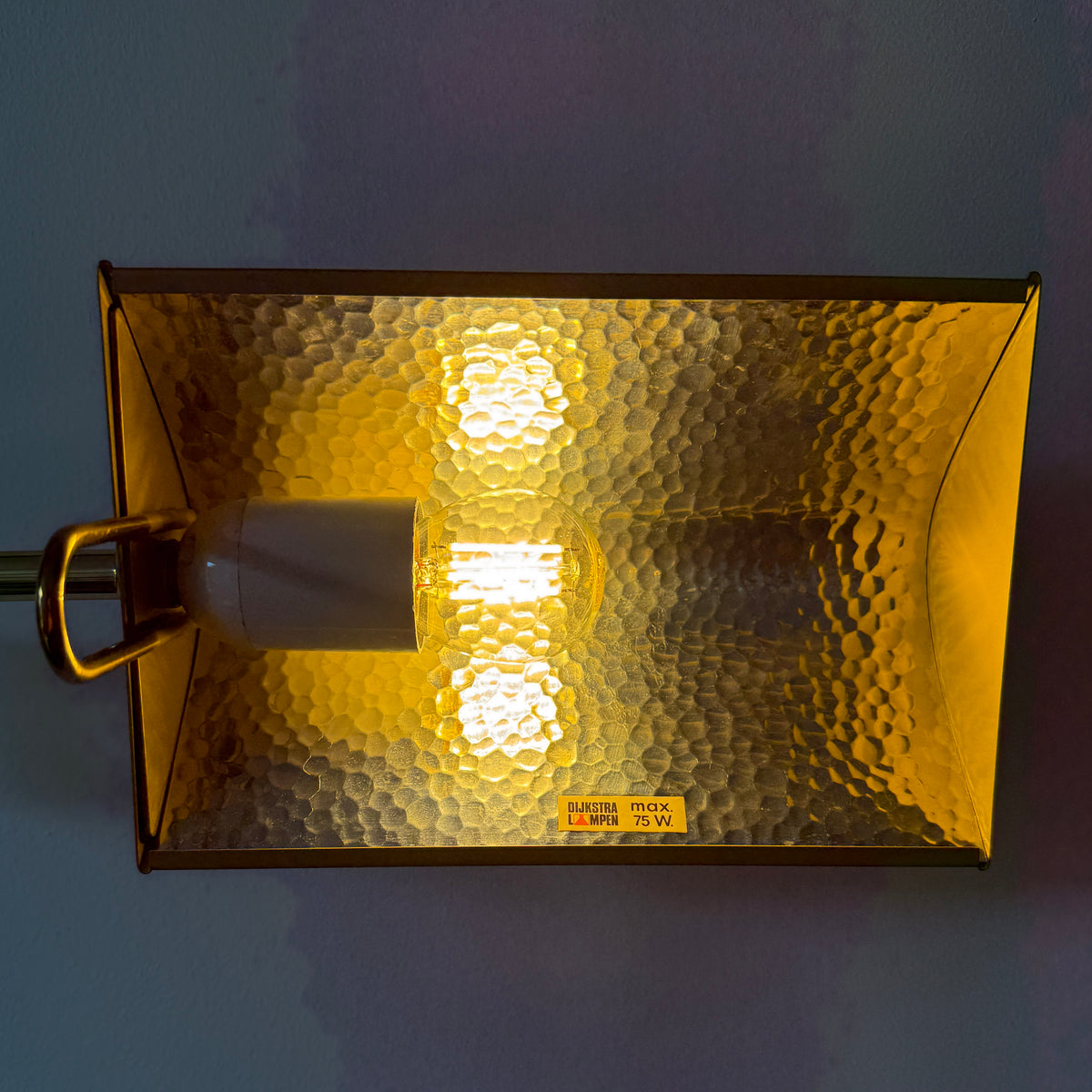 Vintage Dijkstra Brass Floor Lamp with Adjustable Height and Swing Arm | Mid-Century Modern, 1970s