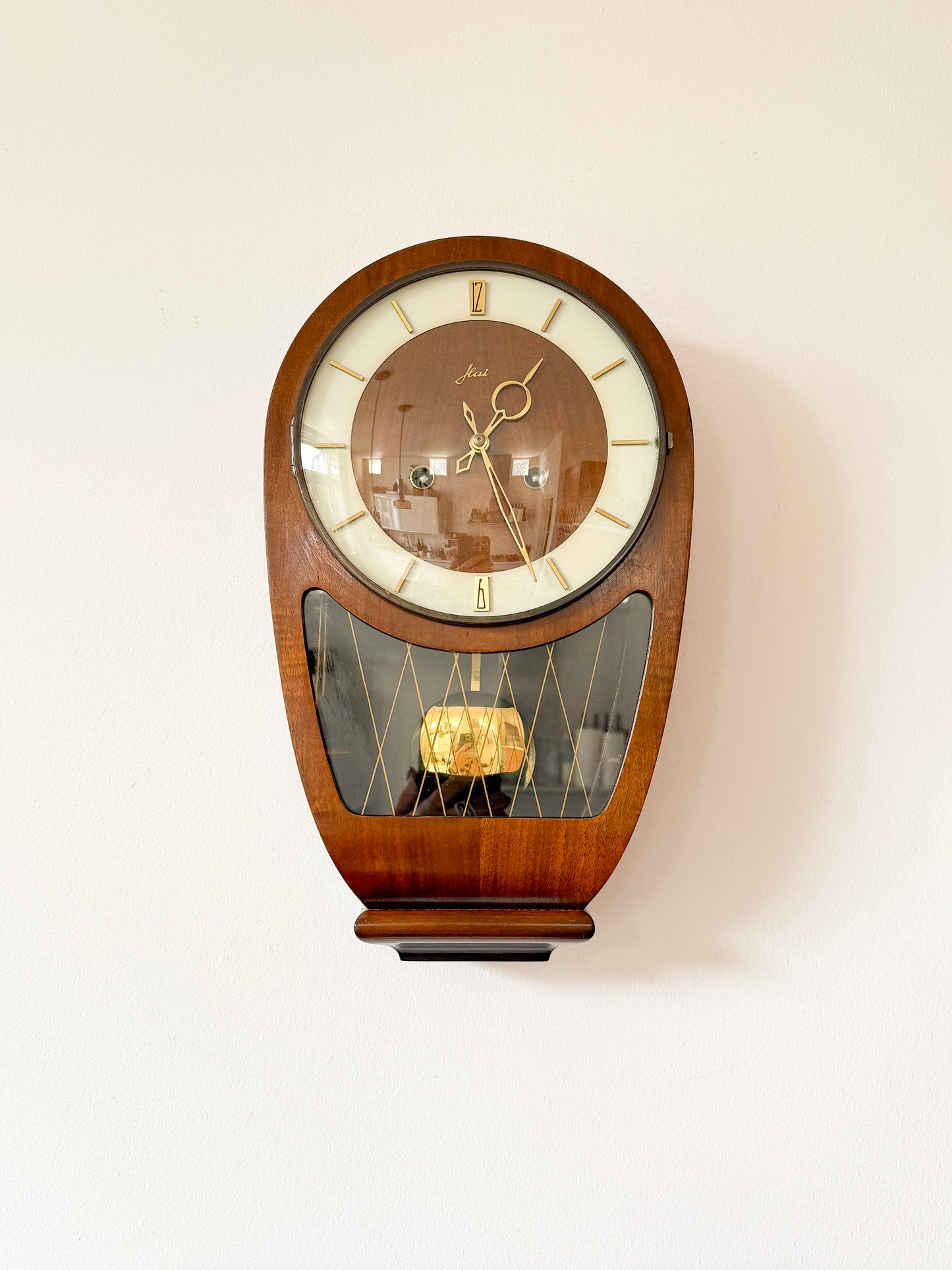 Vintage Haid Wall Clock with Hermle Movement | Mid-Century Modern, 1950s