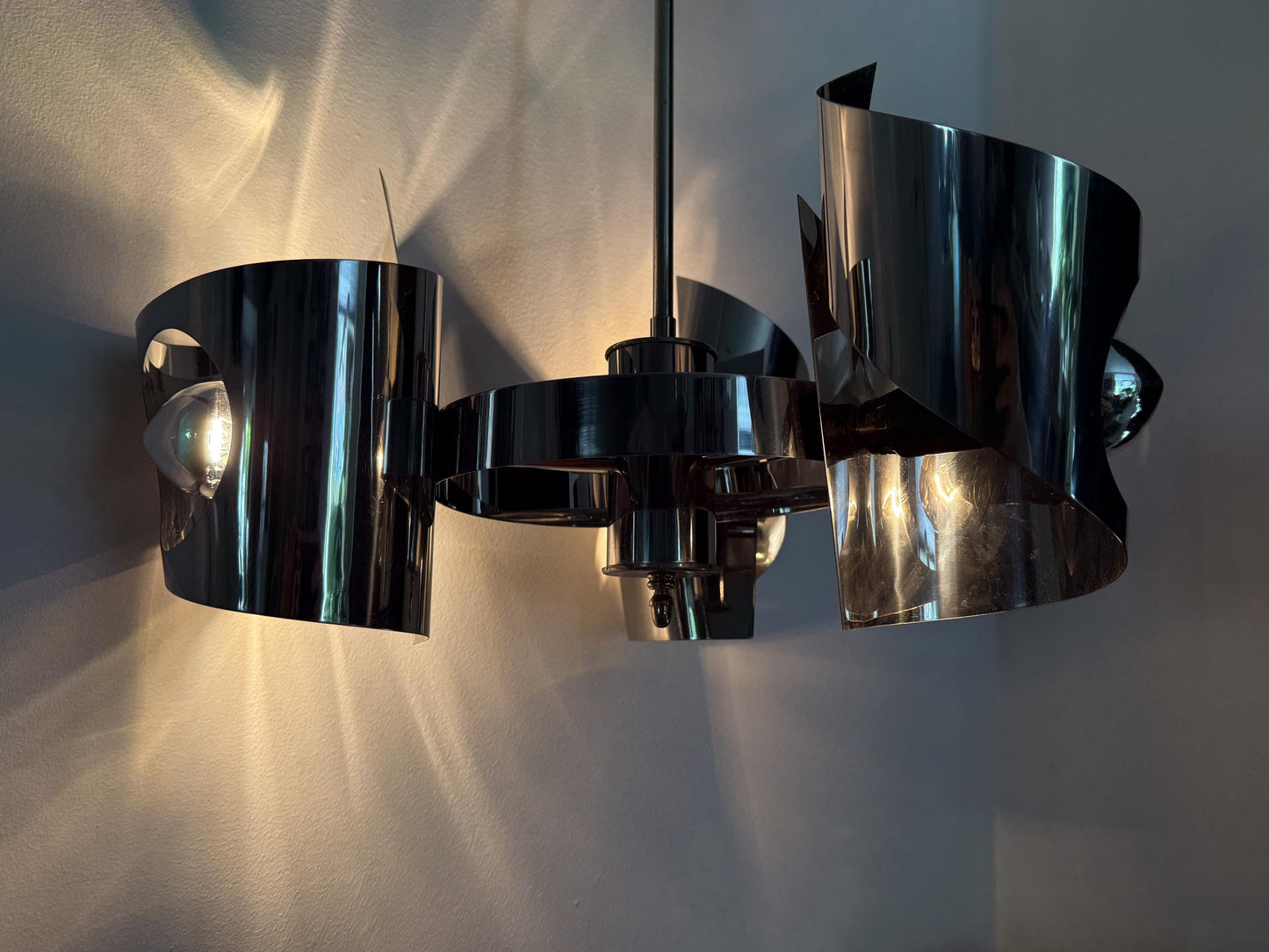 Vintage Space Age Chrome Pendant Lamp | Mid-Century Modern