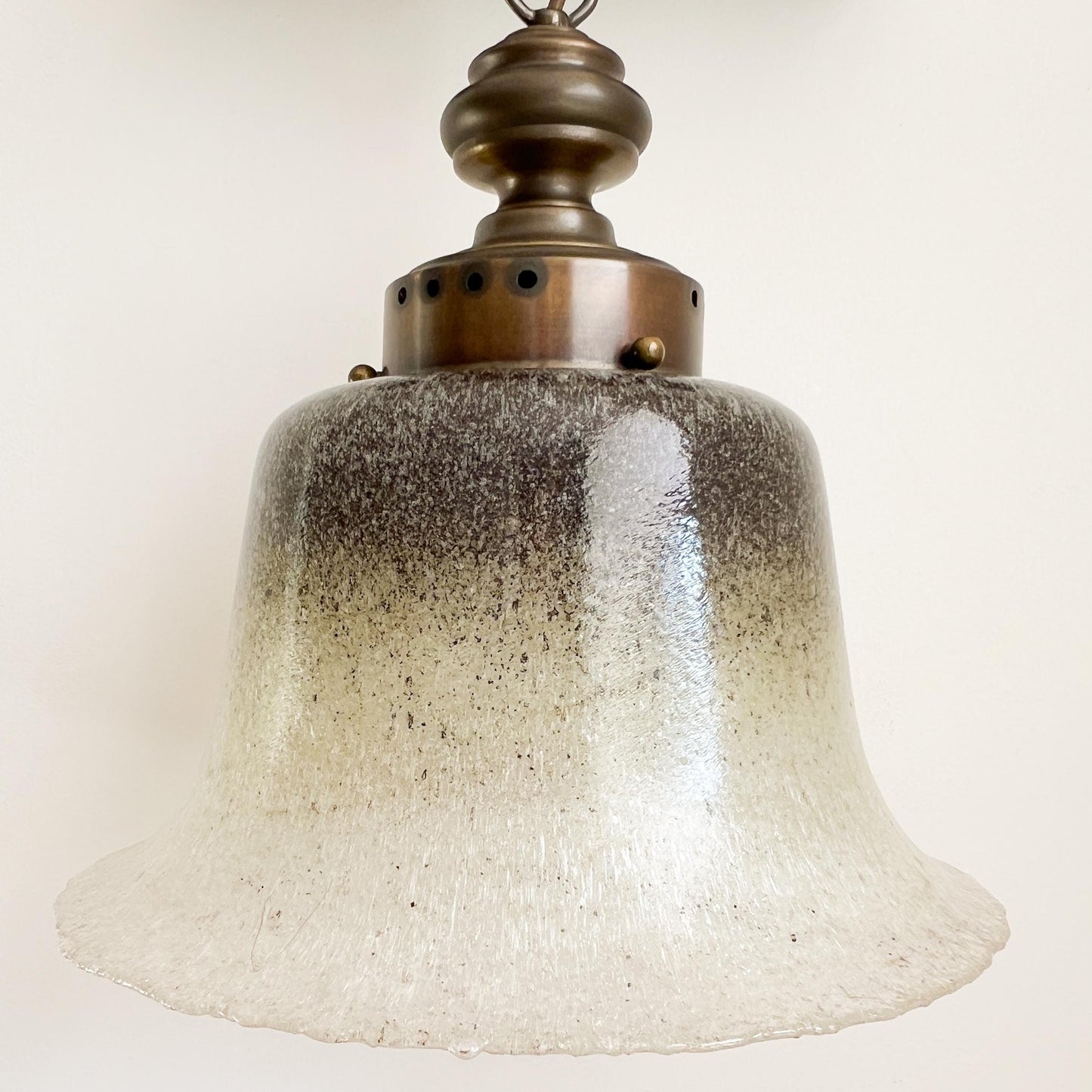 Peill & Putzler Glass and Brass Pendant Lamp | Mid-Century / Art Deco