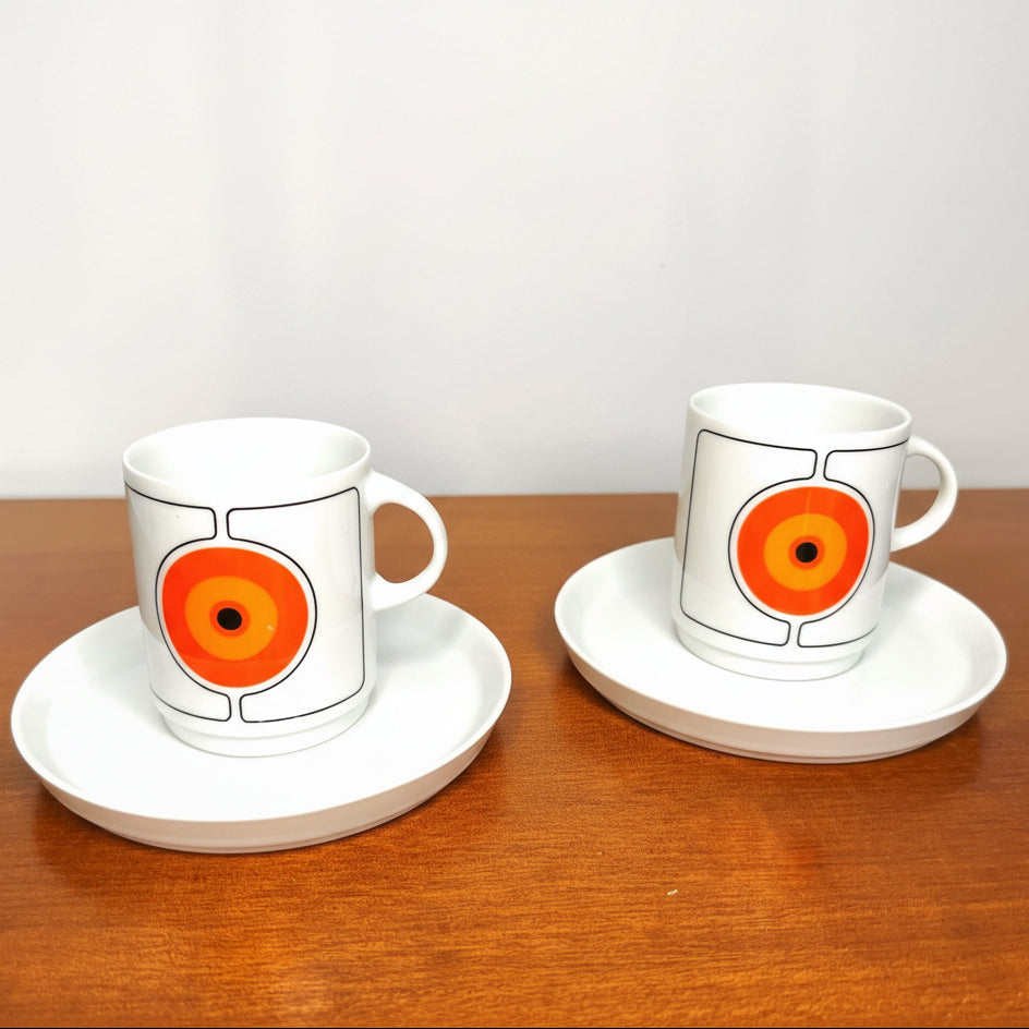 Vintage Thomas Rosenthal Eclipse 2x coffee / espresso cup + saucer | Mid-Century, 1970s