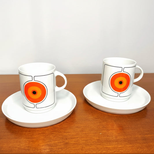 Vintage Thomas Rosenthal Eclipse 2x coffee / espresso cup + saucer | Mid-Century, 1970s