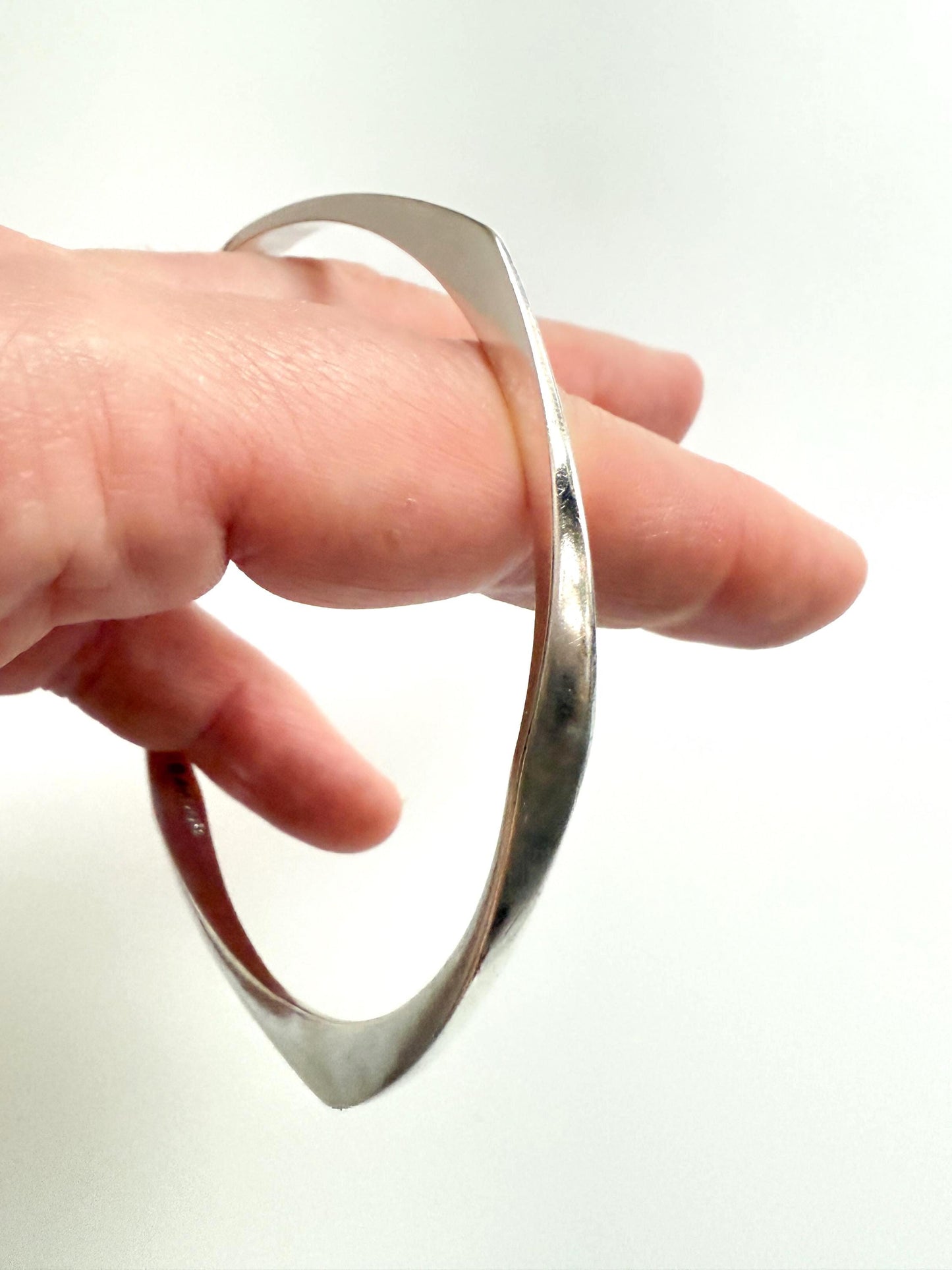 Vintage 800 Silver Bangle with PMD Mark | Scandinavian Modernist Style, Mid-Century