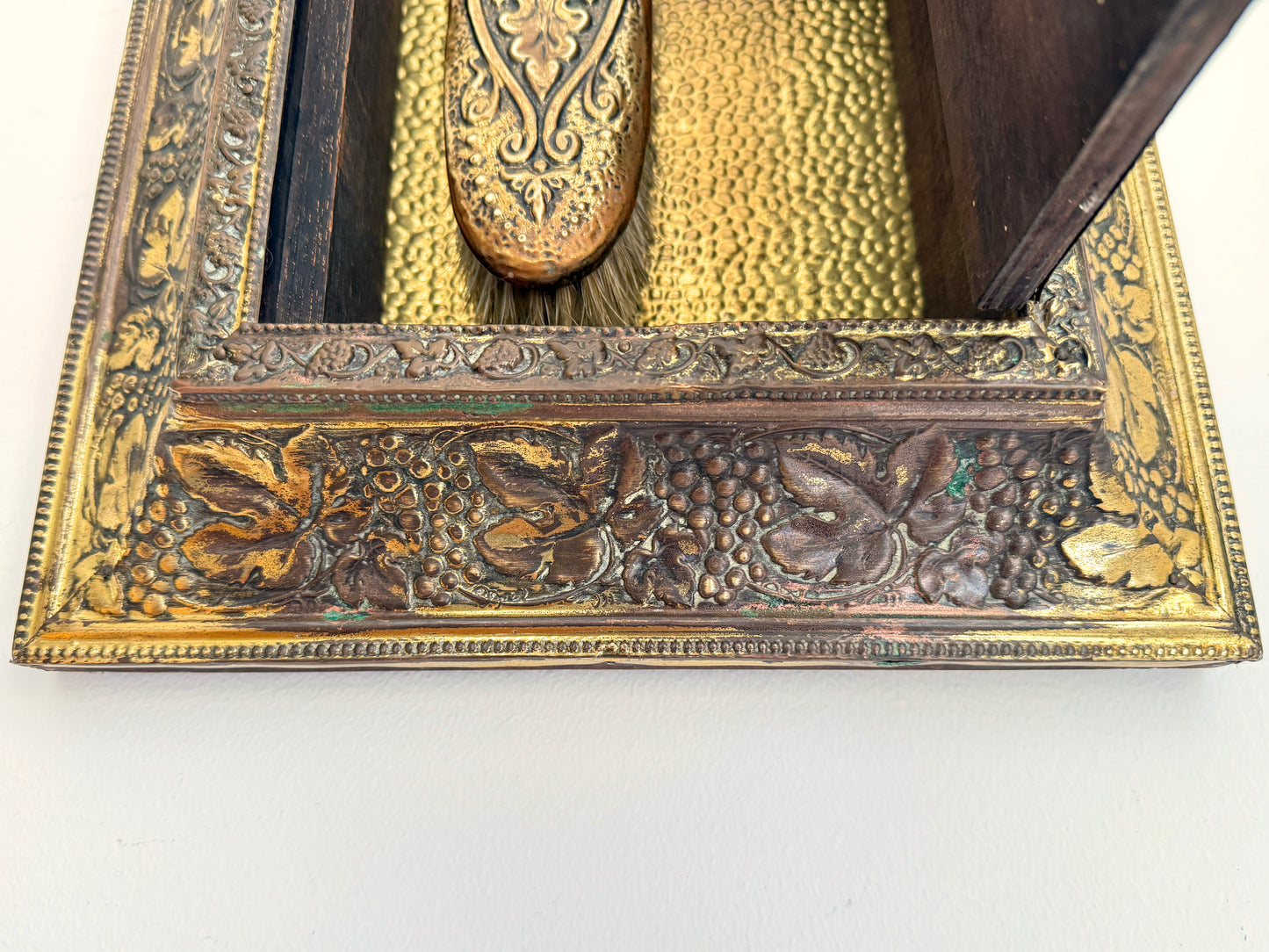 Antique Wall Cabinet with Beveled Mirror and Brush | Victorian, late 19th / early 20th Century