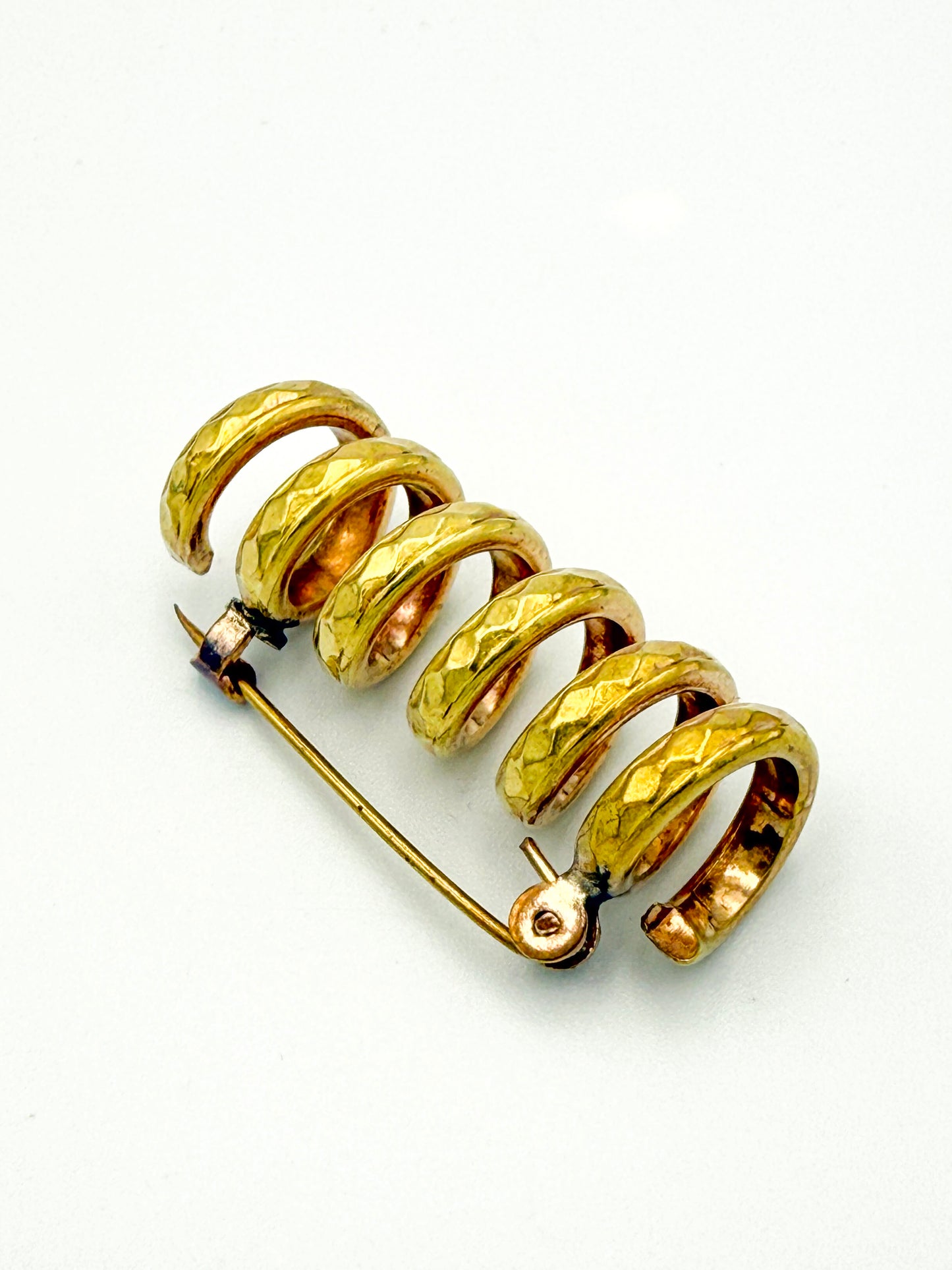 Vintage Hammered Spiral Coil Brooch | Mid-Century Modern, Mid-20th Century