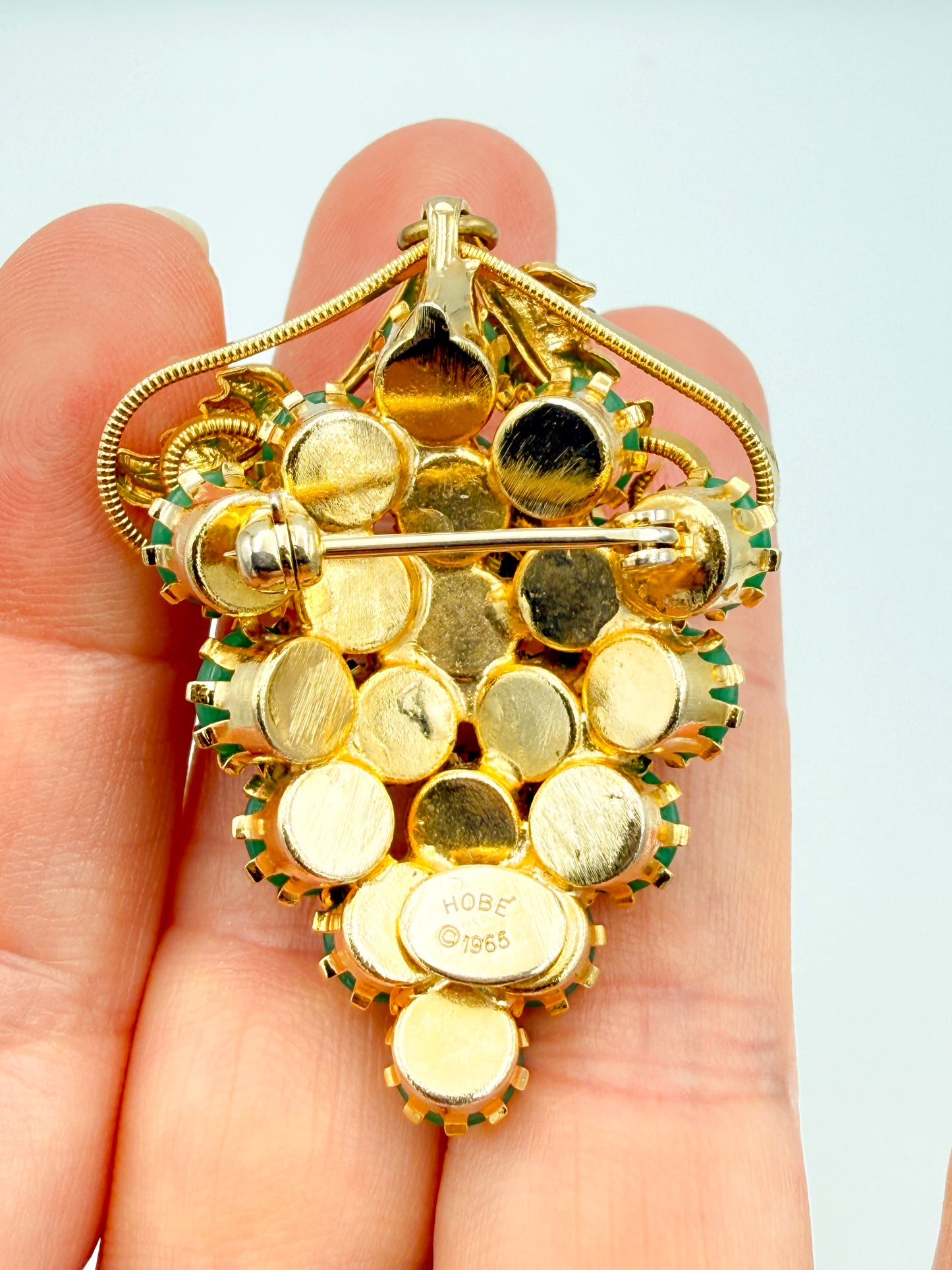 Vintage Hobé Grape Cluster Brooch / Pendant | Hollywood Regency, Mid-Century
