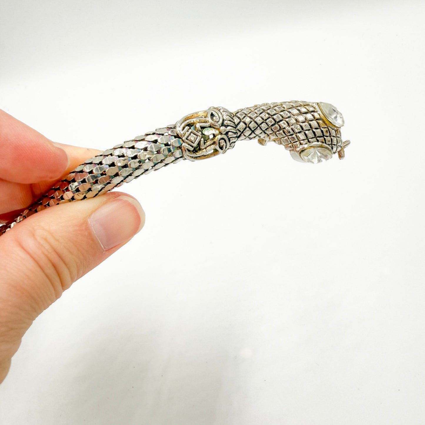Vintage XL Snake Mesh Necklace attributed to DL Auld Co. | Sculptural Statement Jewelry, 1970/80s