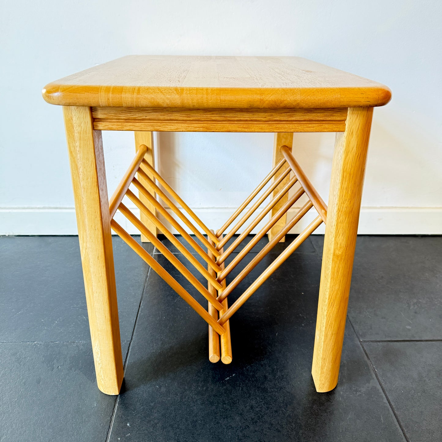 Vintage Wooden Side Table with Magazine Rack | Mid-Century Modern, Late 20th Century