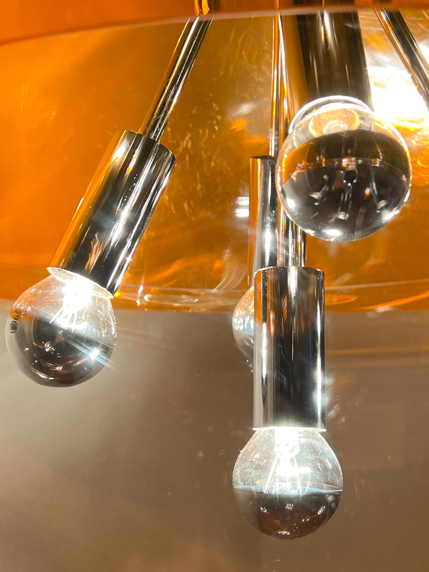 Vintage XL Sphere Pendant Lamp Attributed to RAAK Amsterdam | Mid-Century Space Age, 1970s