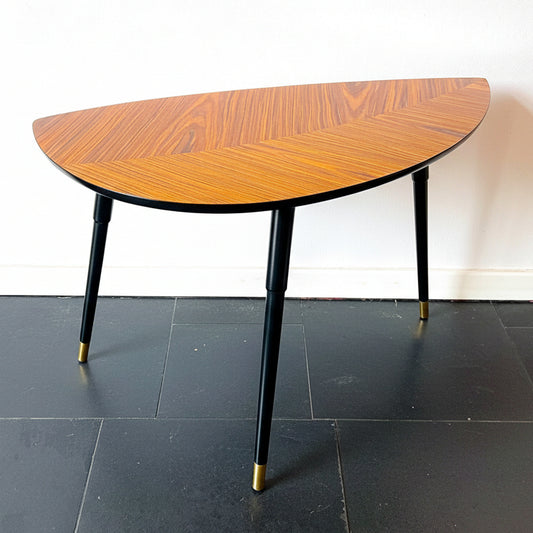Mid-Century Scandinavian side/coffee table IKEA Lövbacken with wood veneer top and brass-tone capped legs. By Vintagefindsbyrenata