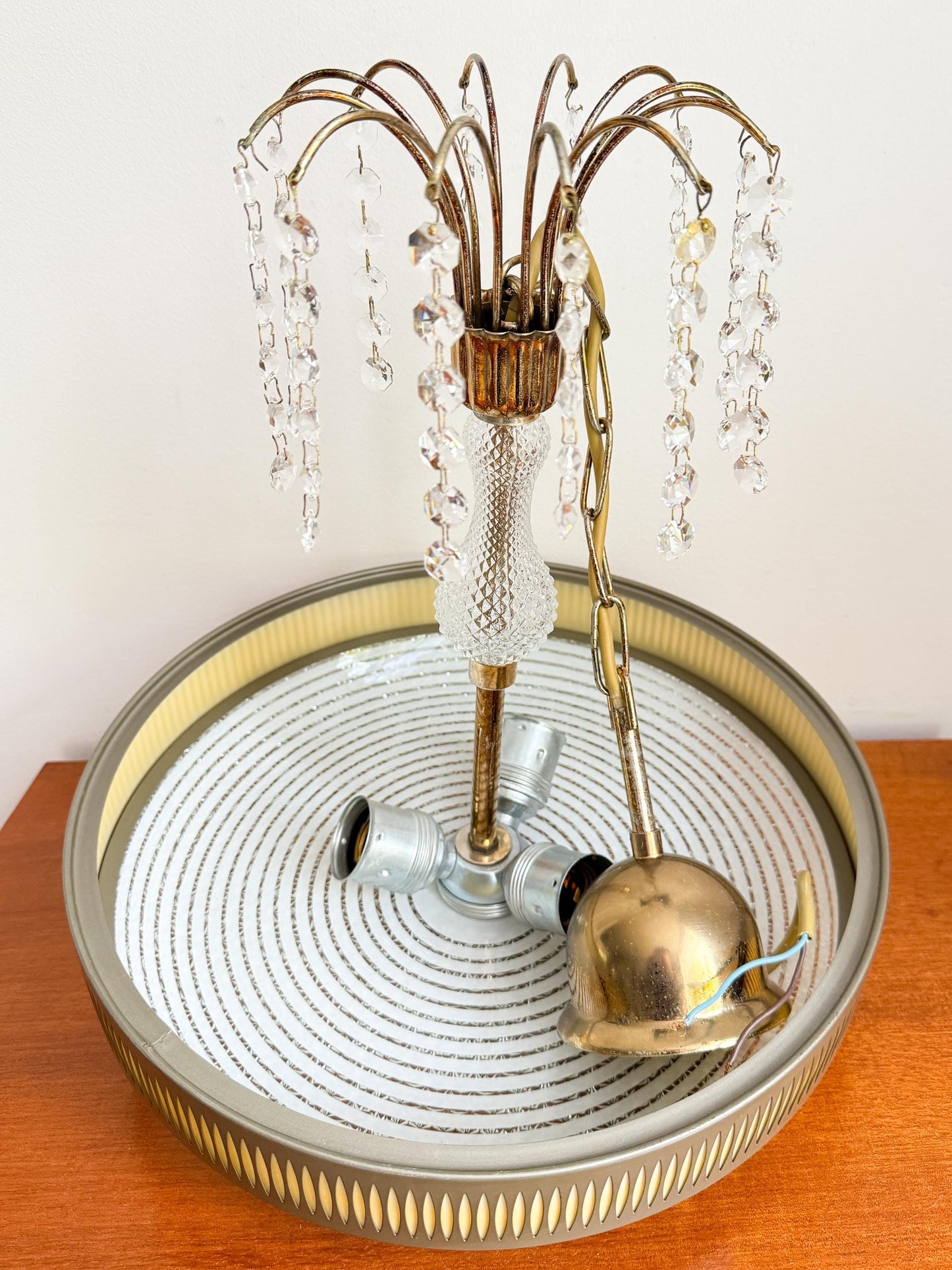 Vintage Brass and Glass Pendant | Mid-Century