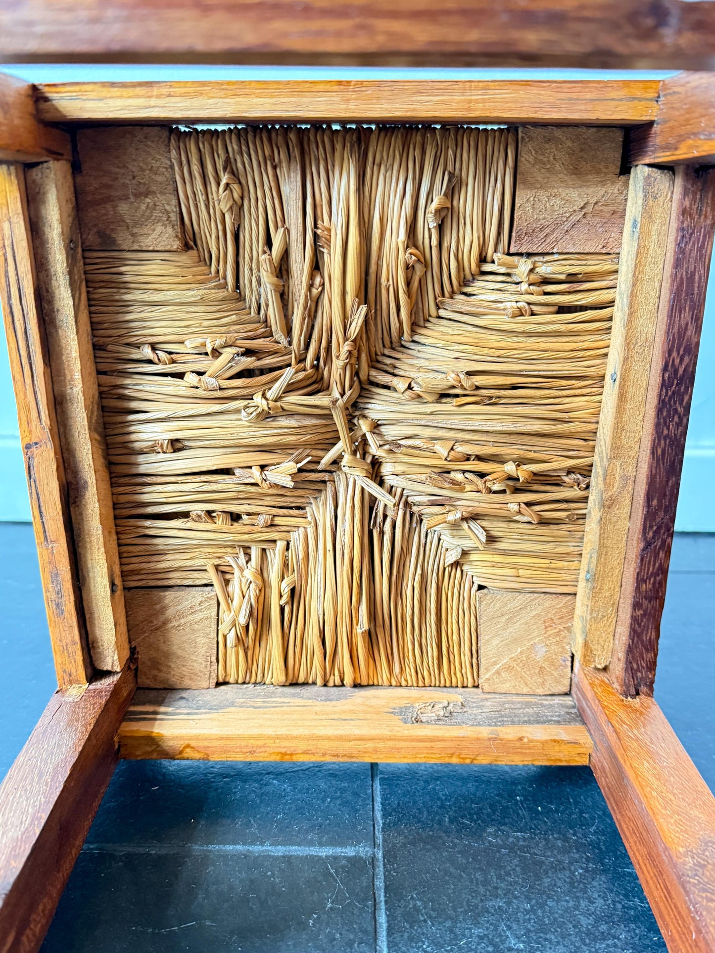 Vintage Wooden Children’s Chair with Woven Seat | Art Deco · Rustic, early 20th Century