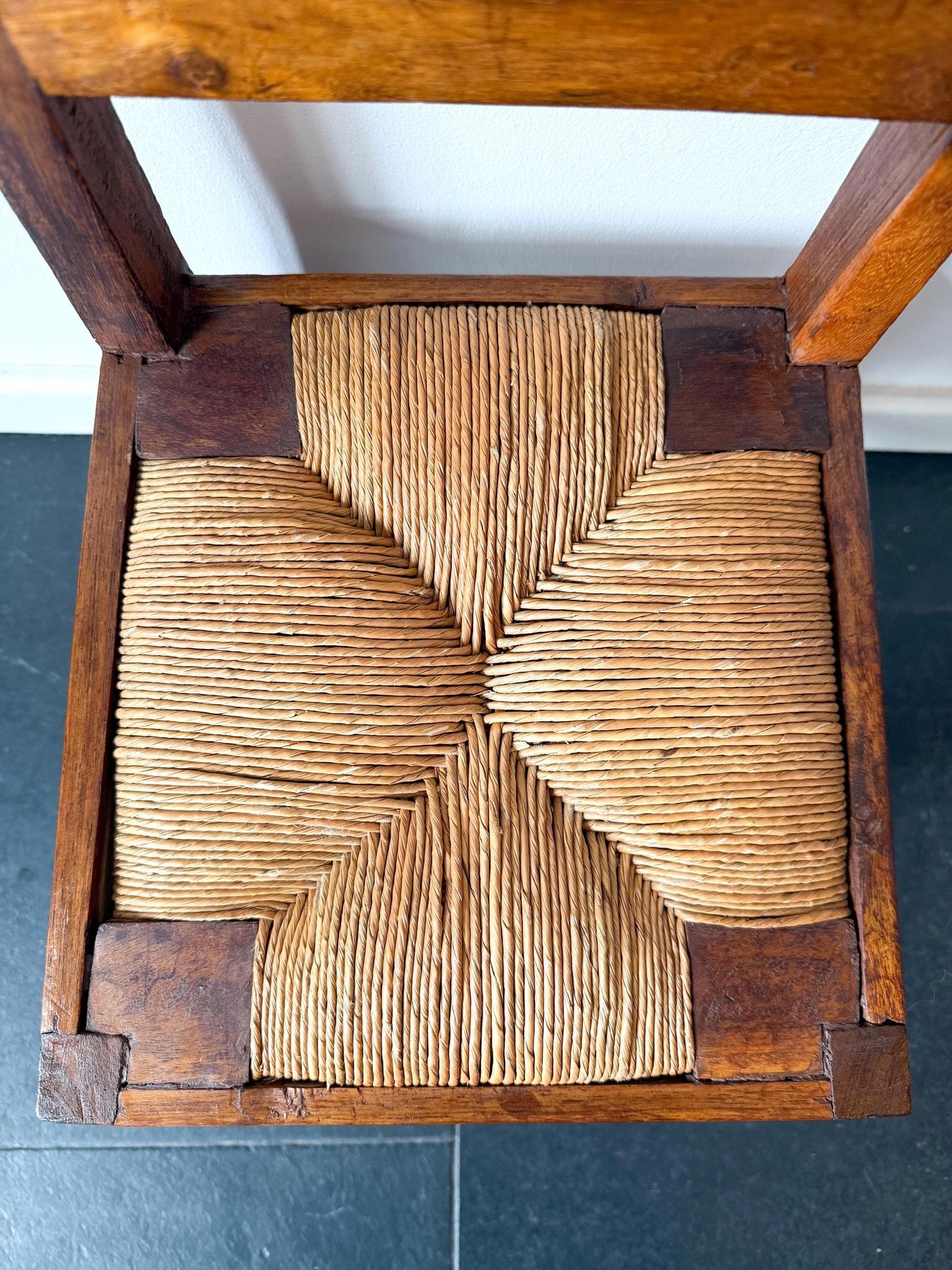 Vintage Wooden Children’s Chair with Woven Seat | Art Deco · Rustic, early 20th Century