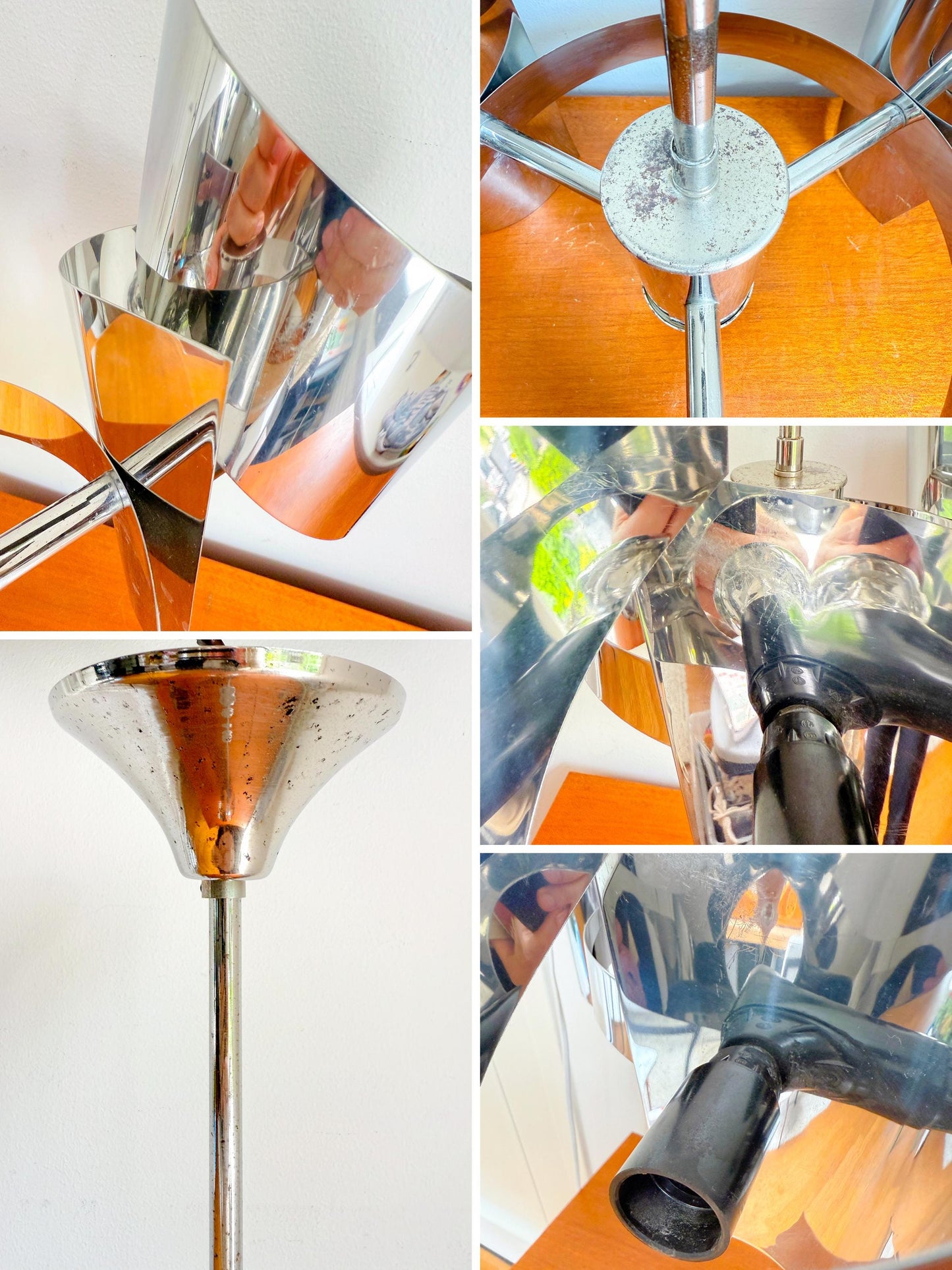 Vintage Space Age Chrome Pendant Lamp | Mid-Century Modern