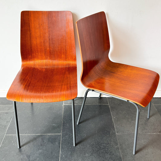 Vintage Mid-Century Modern Auping Euroika chair by Friso Kramer with teak plywood seat and metal legs.  Vintagefindsbyrenata | Vintage finds by Renata