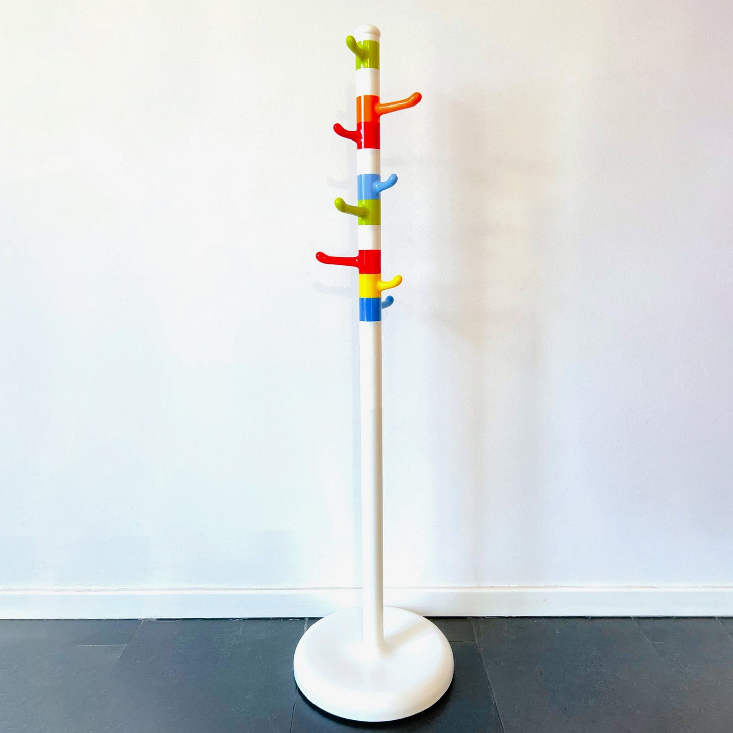 Postmodern modular coat rack by IKEA Krokig, steel and coloured plastic hooks, 1990s. By Vintagefindsbyrenata