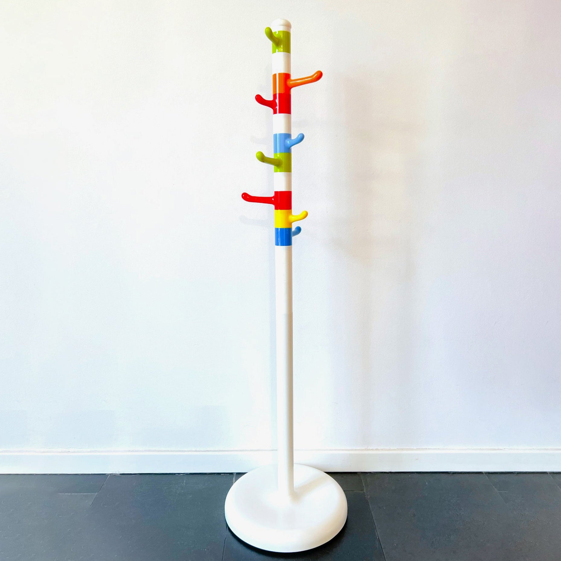 Postmodern modular coat rack by IKEA Krokig, steel and coloured plastic hooks, 1990s. By Vintagefindsbyrenata