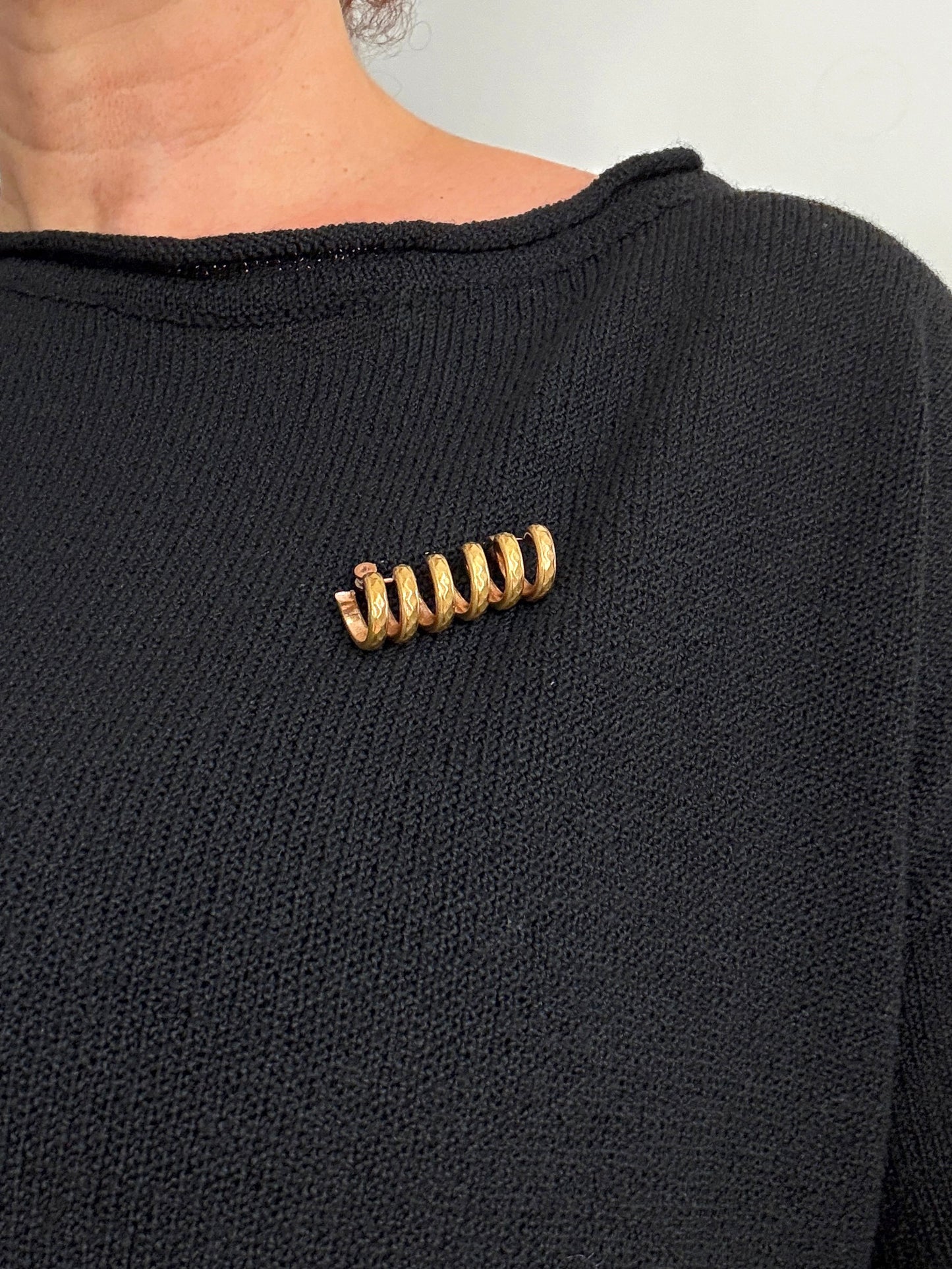 Vintage Hammered Spiral Coil Brooch | Mid-Century Modern, Mid-20th Century