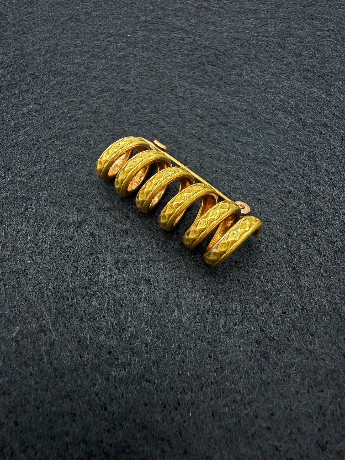 Vintage Hammered Spiral Coil Brooch | Mid-Century Modern, Mid-20th Century