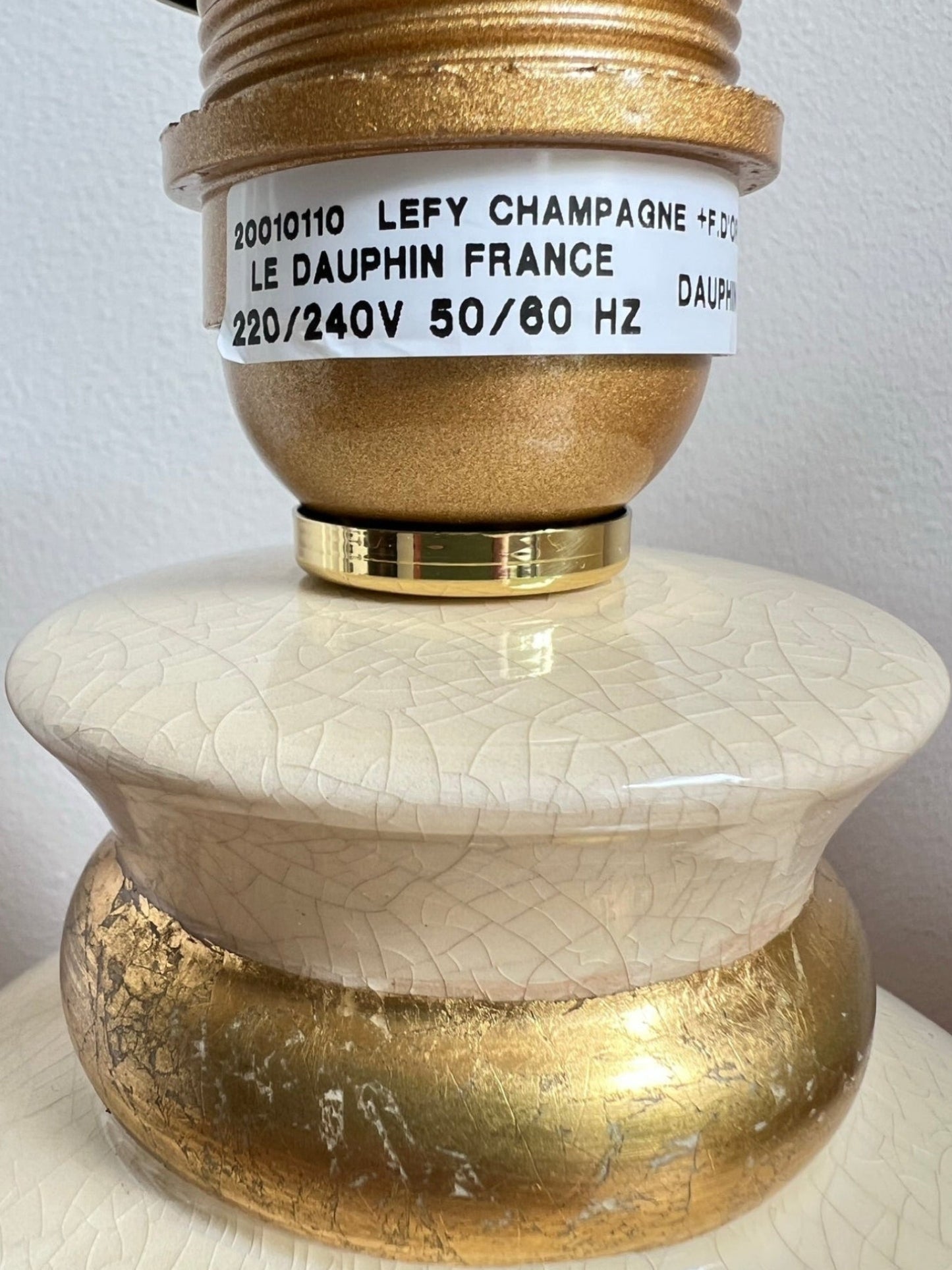 Set of 2 Ceramic Crackle Table Lamps by Maison Le Dauphin| Hollywood Regency, 1970s