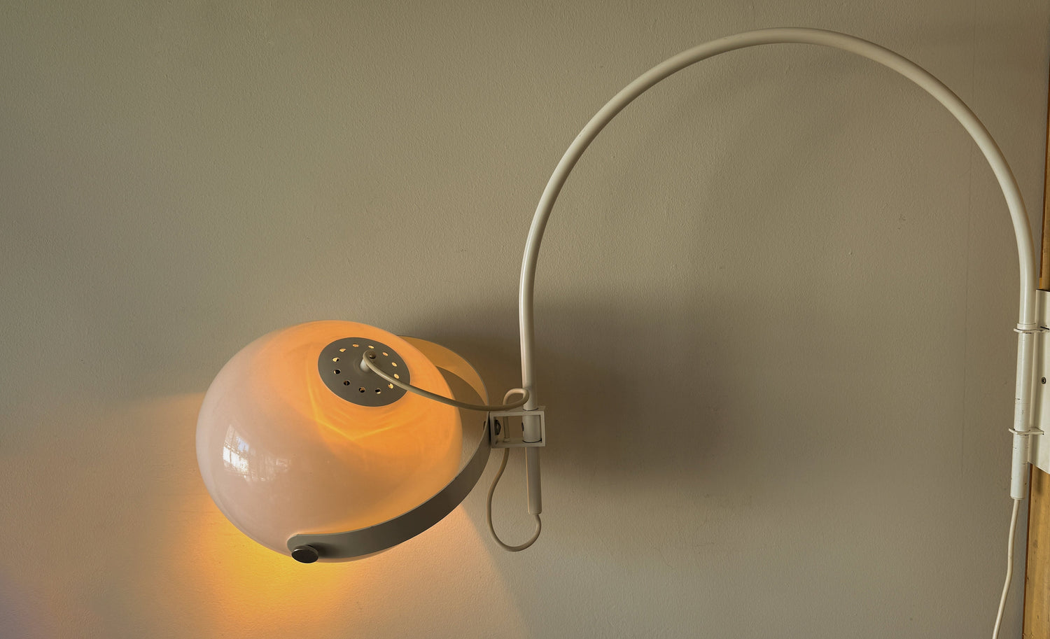 Wall-mounted lamp with a curved arm and acrylic shade by Vintagefindsbyrenata | Vintagefinds by Renata