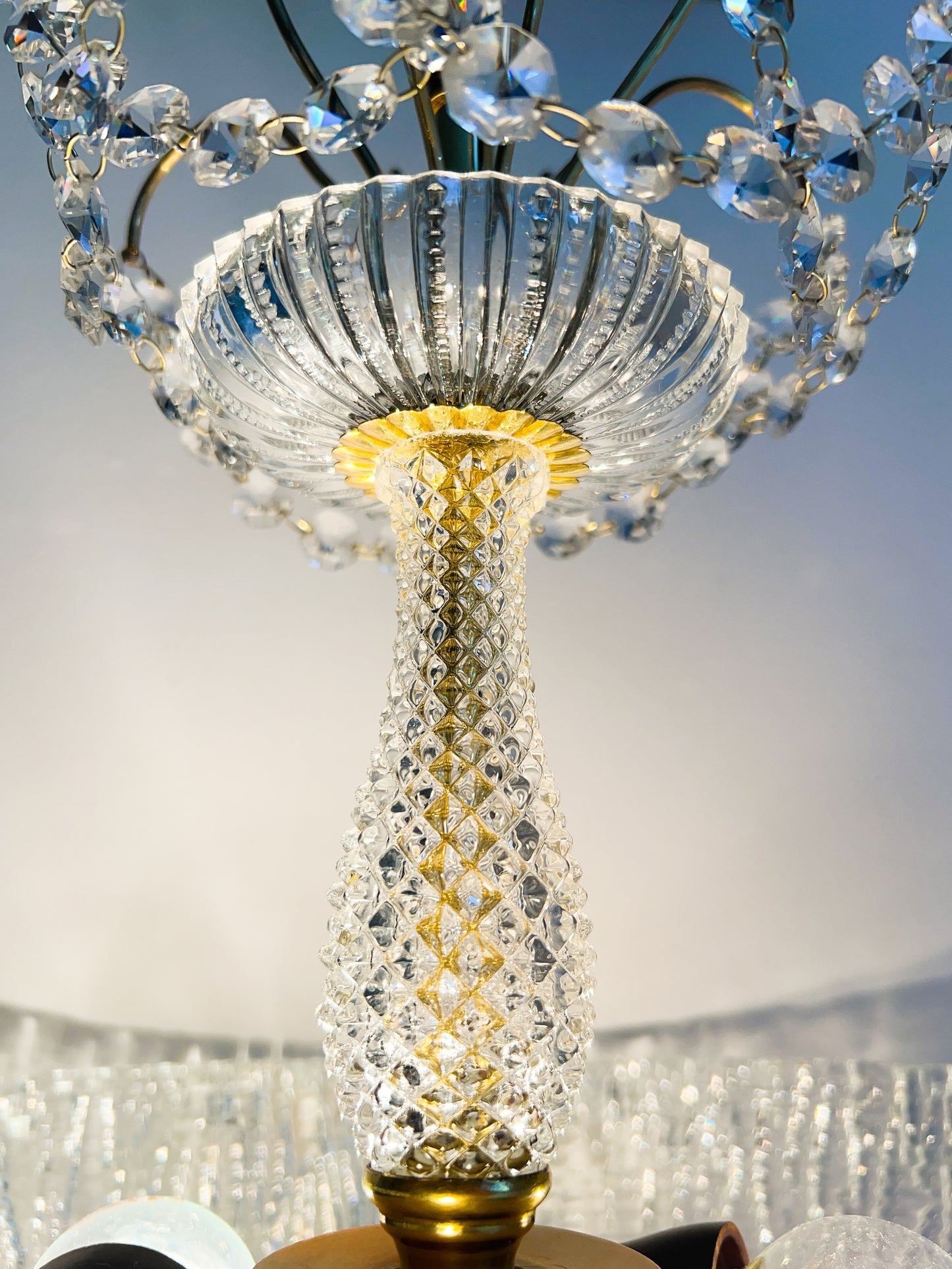 Vintage Brass and Crystal Chandelier | Regency Style, 1960s–1970s