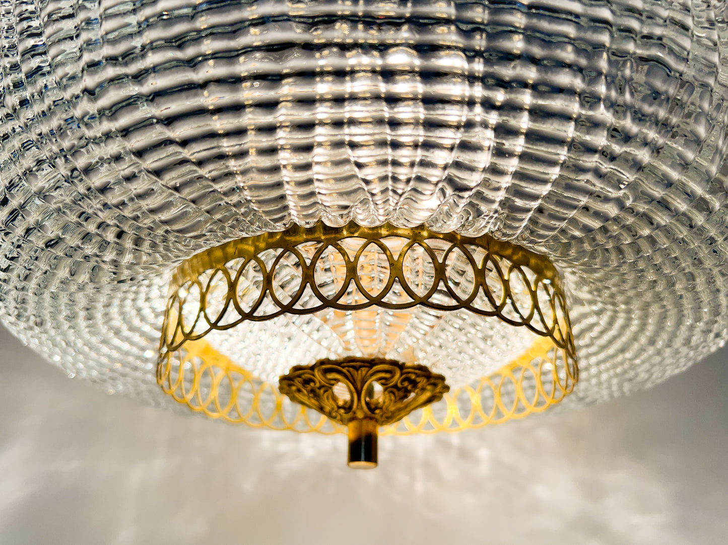 Vintage Brass and Crystal Chandelier | Regency Style, 1960s–1970s