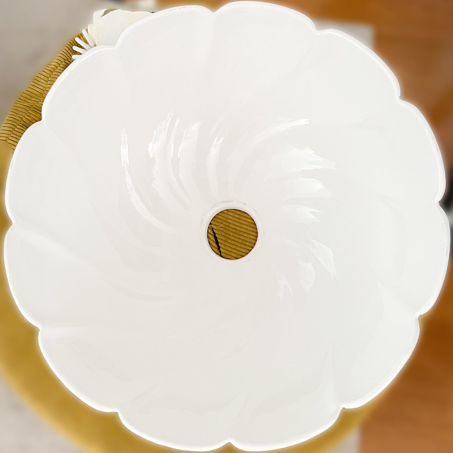 Vintage XL Ceramic Pendant Lamp attributed to Tommaso Barbi | Hollywood Regency, 1970s