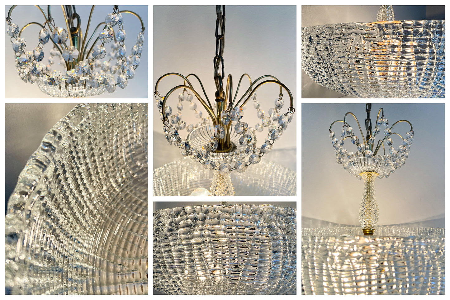 Vintage Brass and Crystal Chandelier | Regency Style, 1960s–1970s
