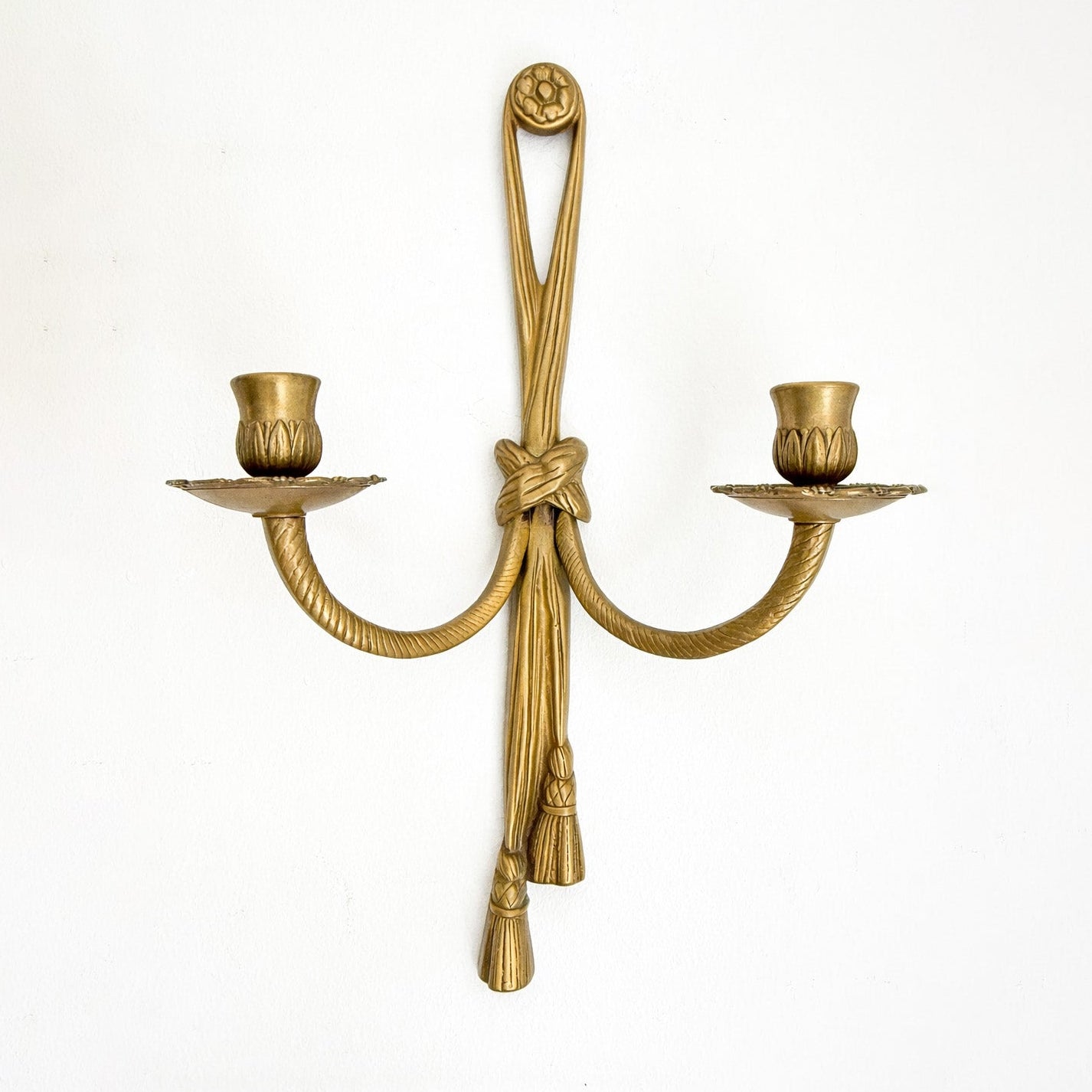 Neoclassical wall candle sconce, brass, mid-20th century. By Vintagefindsbyrenata