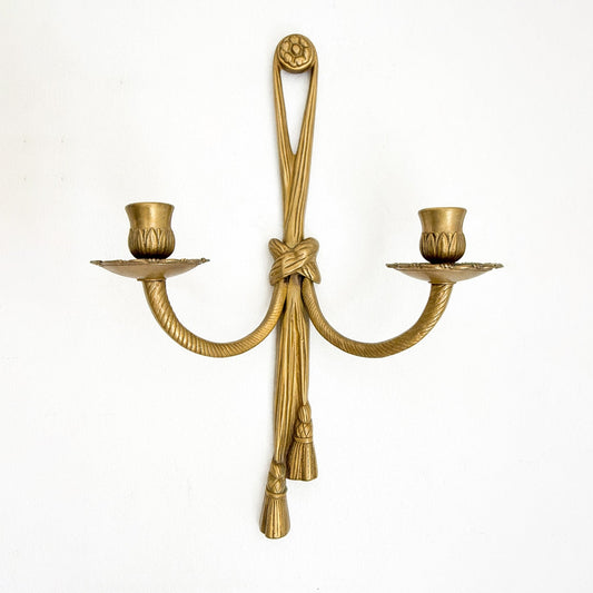Neoclassical wall candle sconce, brass, mid-20th century. By Vintagefindsbyrenata