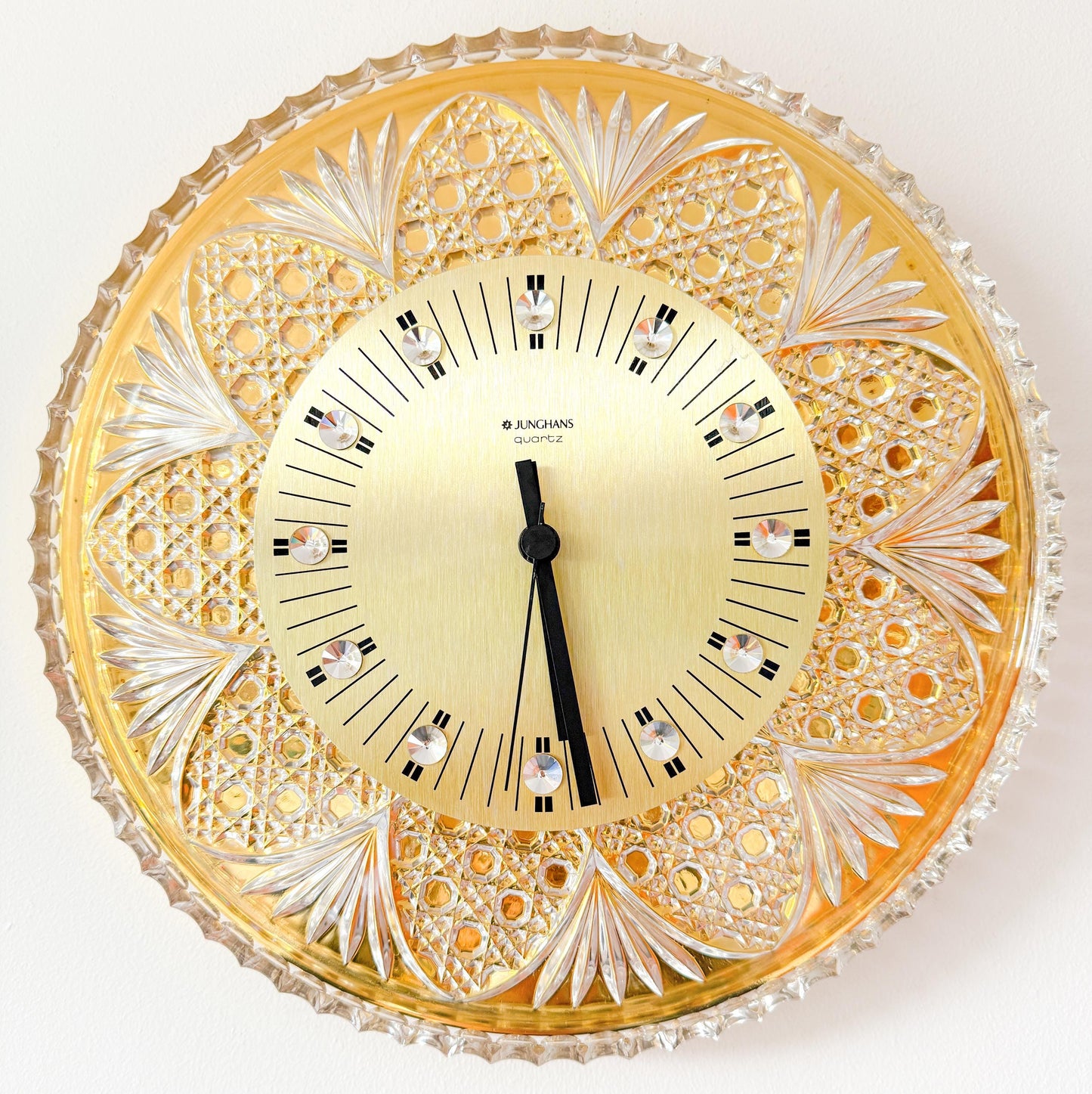 Junghans & Joska Waldglashütte 24 KT Gold Plated Wall Clock | Mid-Century Modern, 1960-70s