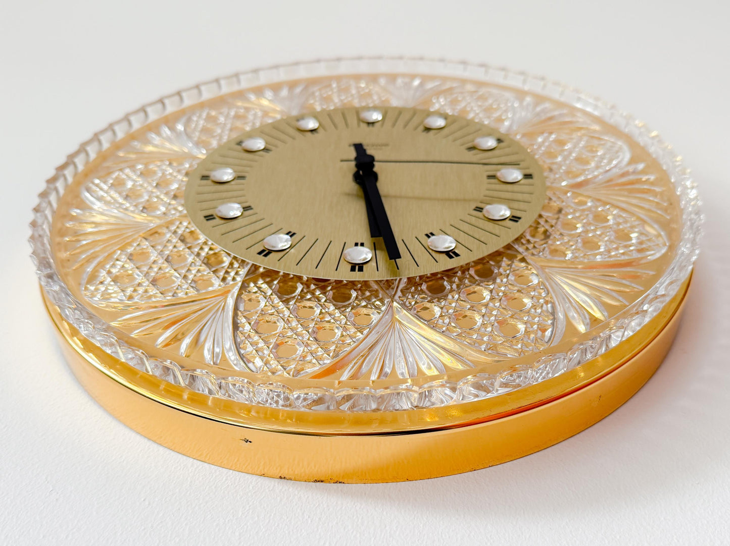 Junghans & Joska Waldglashütte 24 KT Gold Plated Wall Clock | Mid-Century Modern, 1960-70s