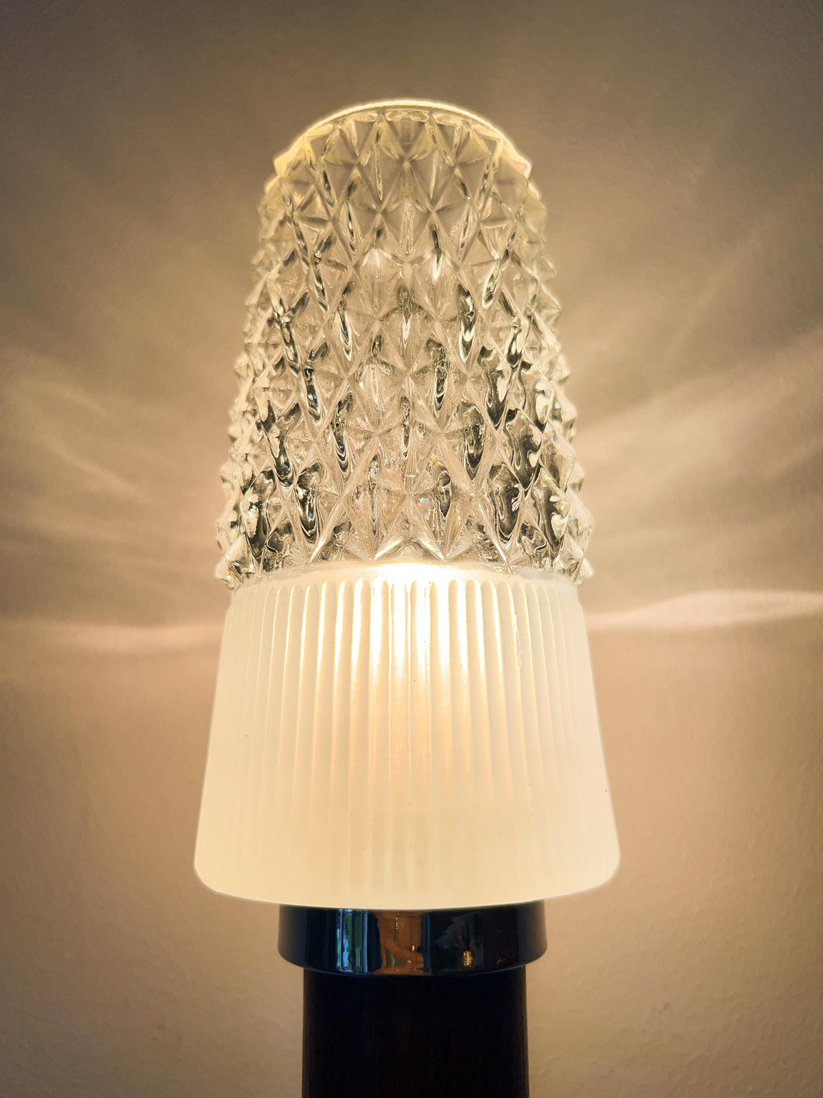 Vintage Teak and Glass Wall Lamp | Scandinavian Mid-Century style, 1960s