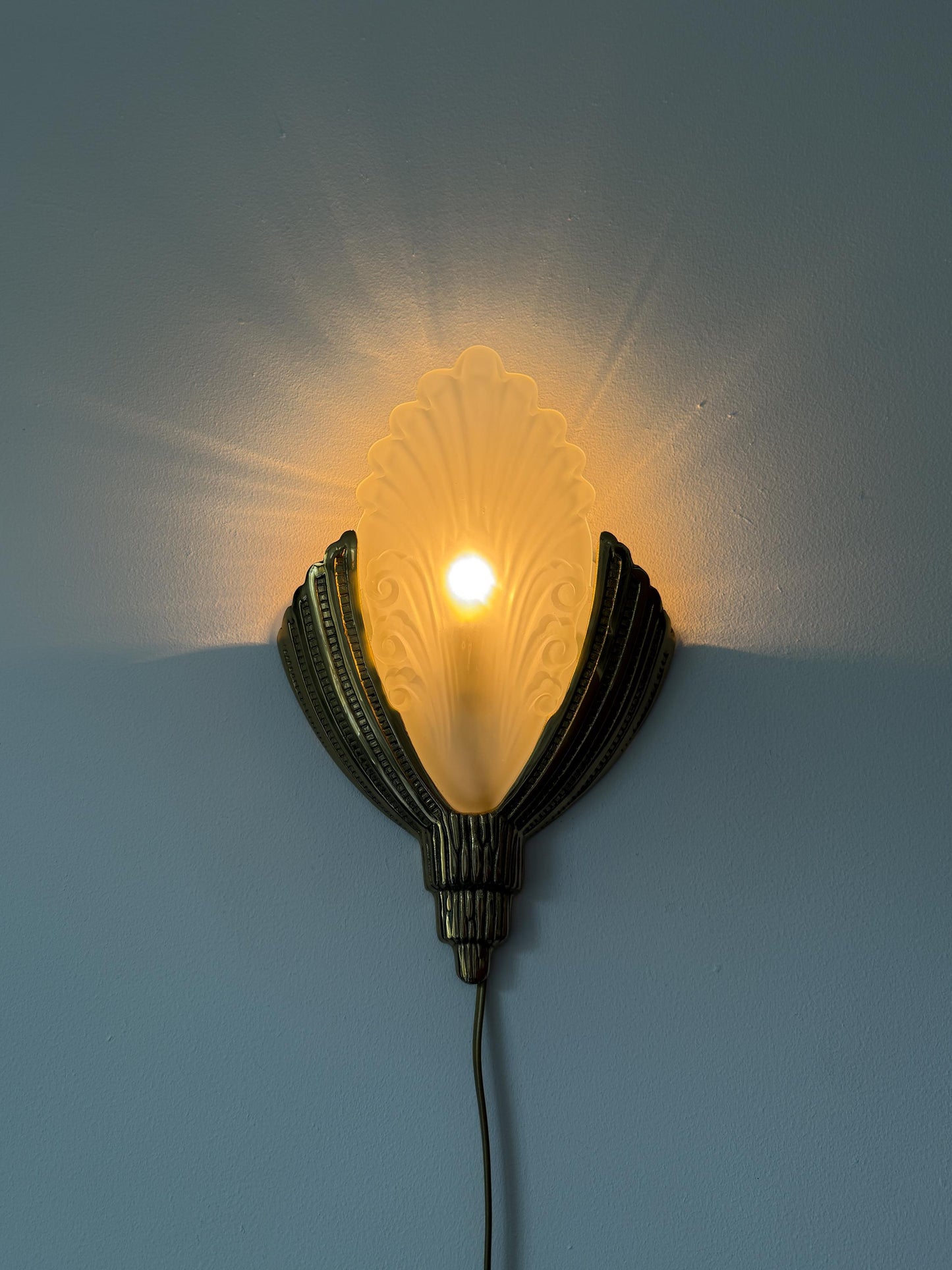 Art Deco Wall Sconce by Marcel Hudry & Val Saint Lambert | 1930s