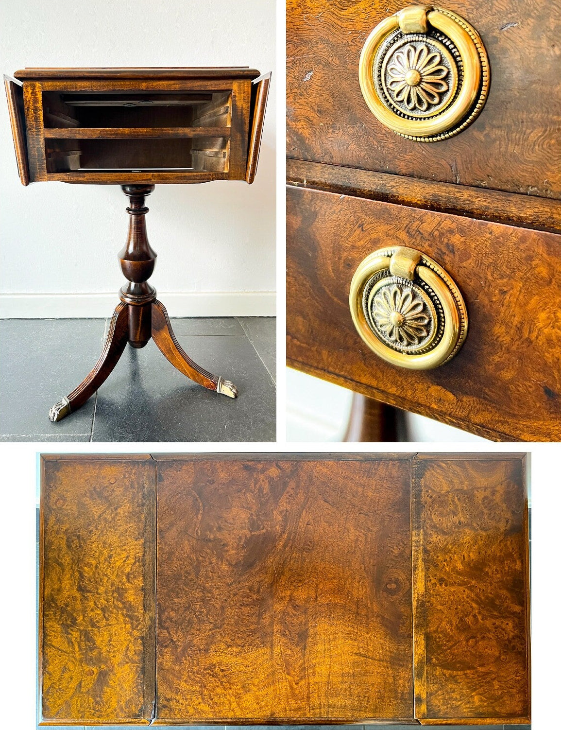 Antique Pembroke Side Table with Brass Claw Legs | Classic, Early 20th century